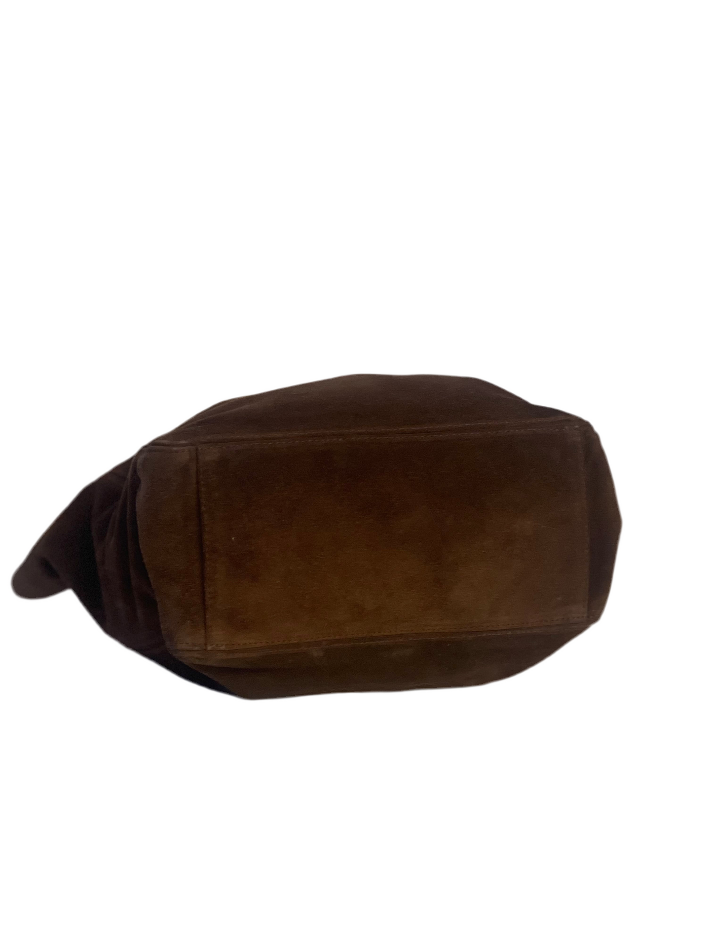 CHANEL TAS HANDTAS DONKERBRUIN BRUIN SUÈDE LEER