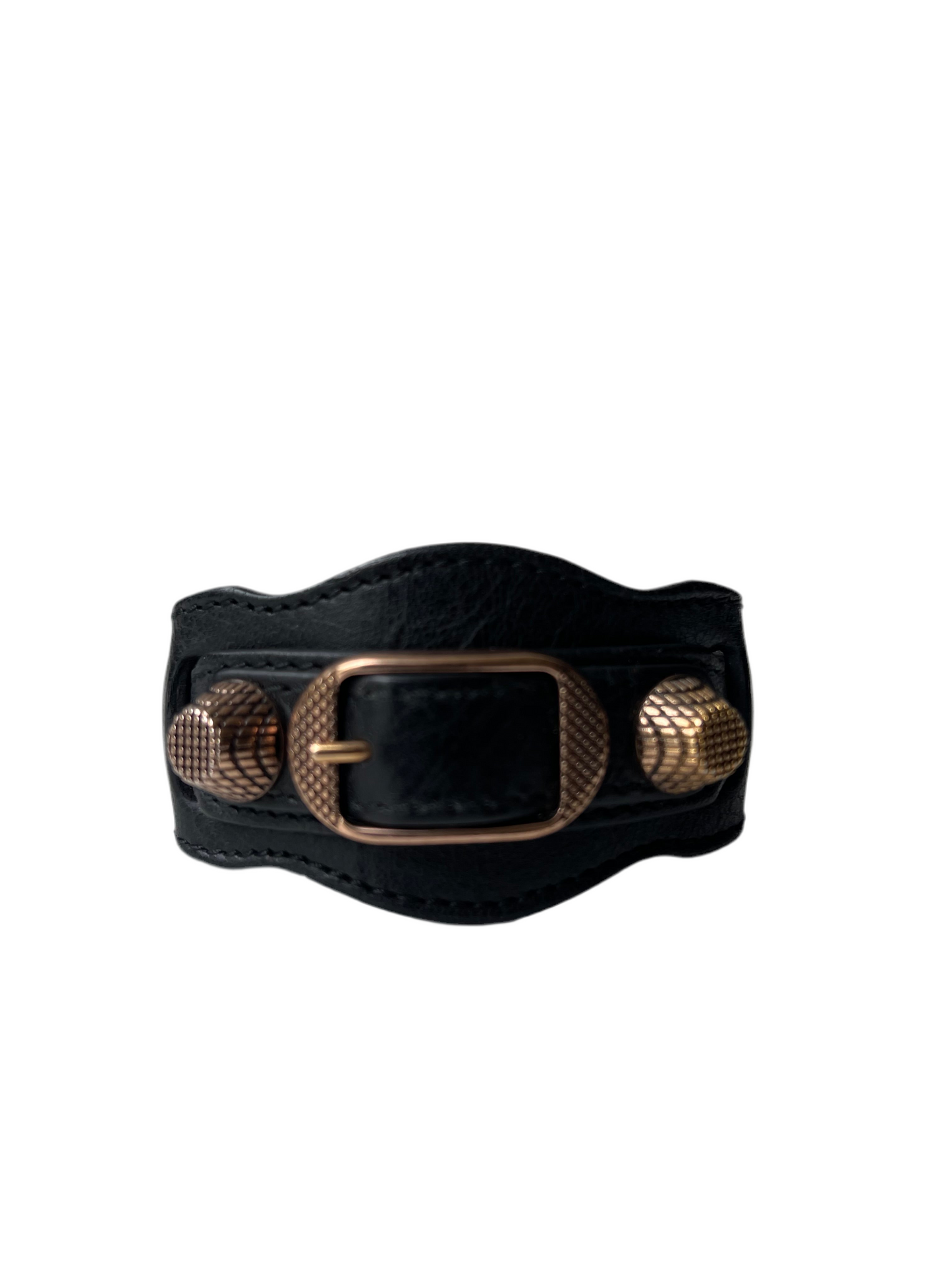 Balenciaga Arena Armband – Maat M – Zwart Leer met Roségouden Hardware