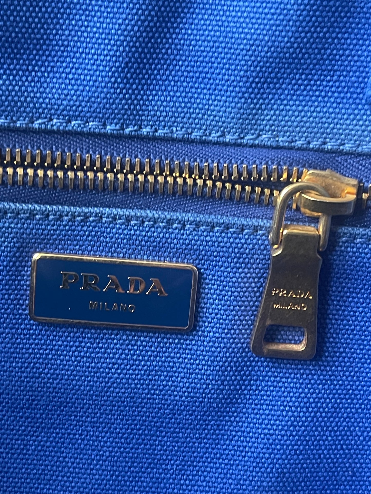 Prada Canapa Tote – Blauw Canvas – Large