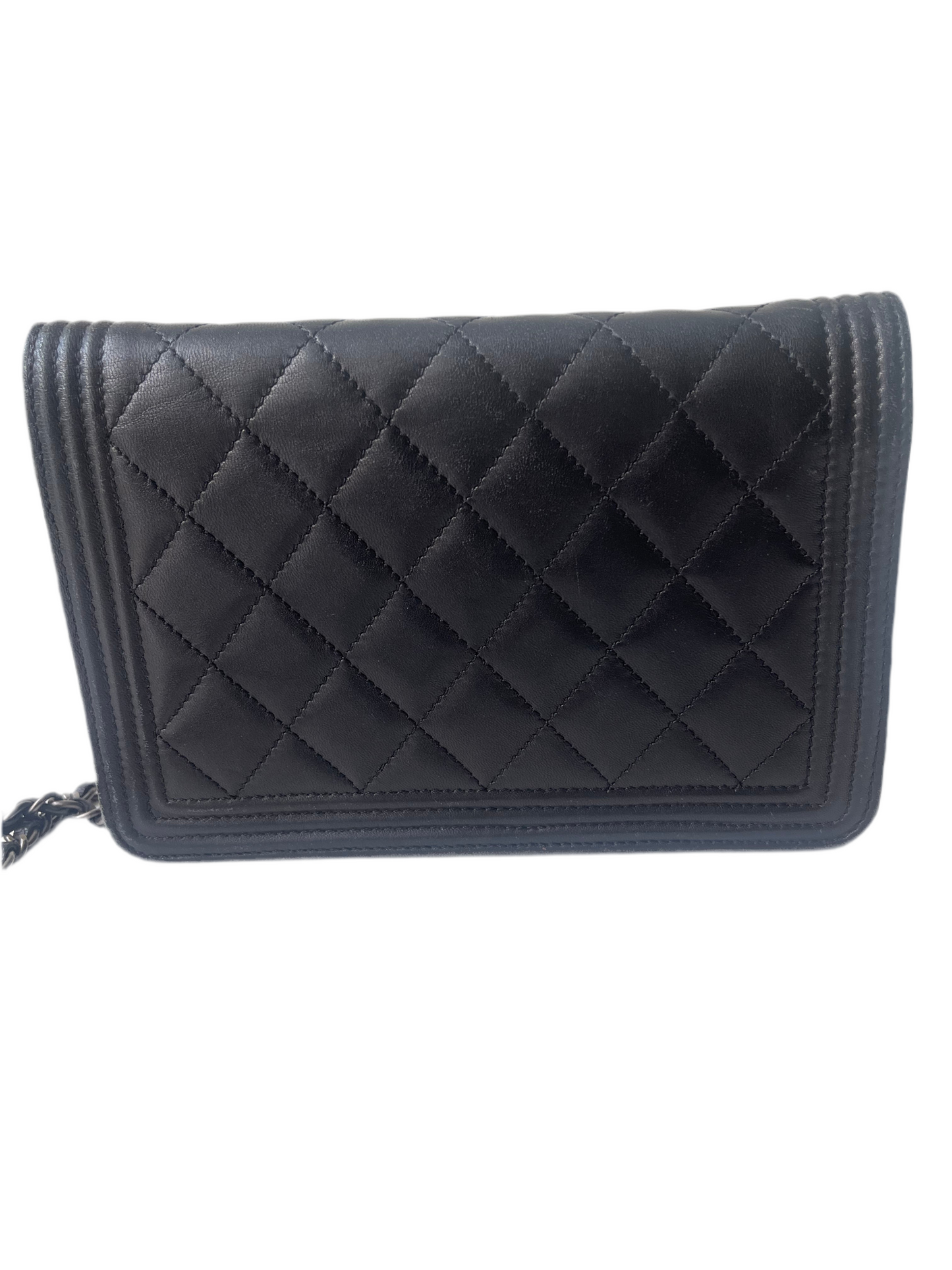 Chanel Wallet on Chain WOC Boy – Zwart Lambskin Leer – Aged Zilver Hardware – 2018
