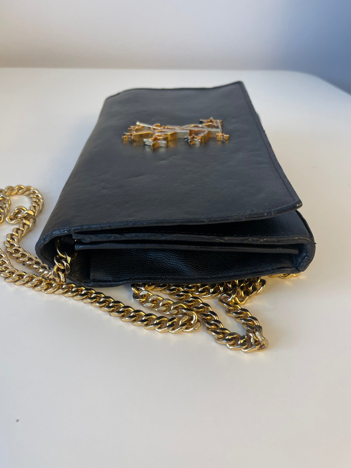 SAINT LAURENT (YSL) WALLET ON CHAIN ZWART TAS VINTAGE SCHOUDERTAS / CROSSBOSBODY