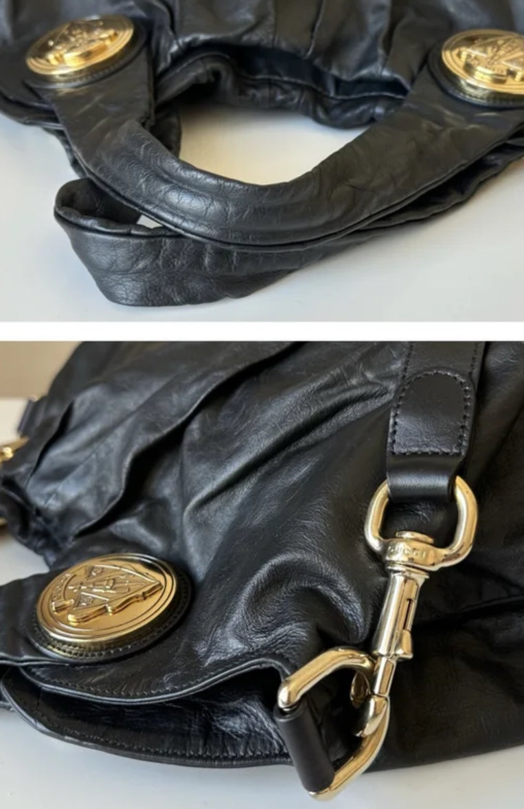 Gucci Hysteria schoudertas / crossbody in zwart leer
