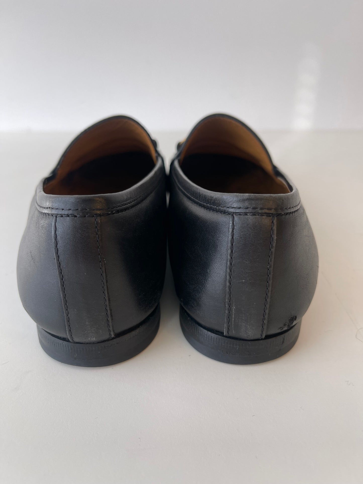 GUCCI LOAFERS JORDAAN SCHOENEN ZWART LEER LOAFERS INSTAPPER MAAT 38,5 EU / 5,5 UK