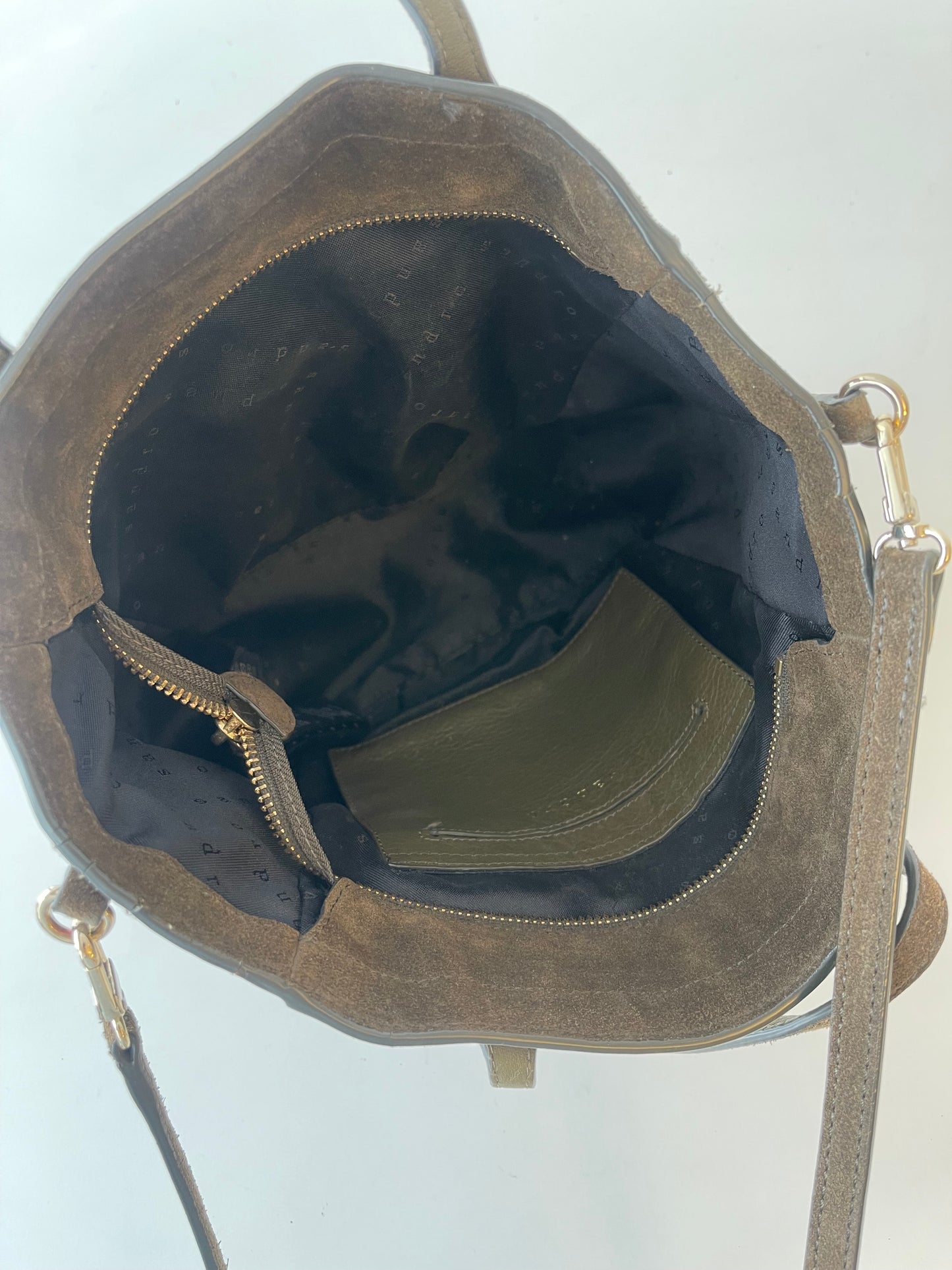 SANDRO TAS SCHOUDERTAS CROSSBODY GROEN SUEDE LEER