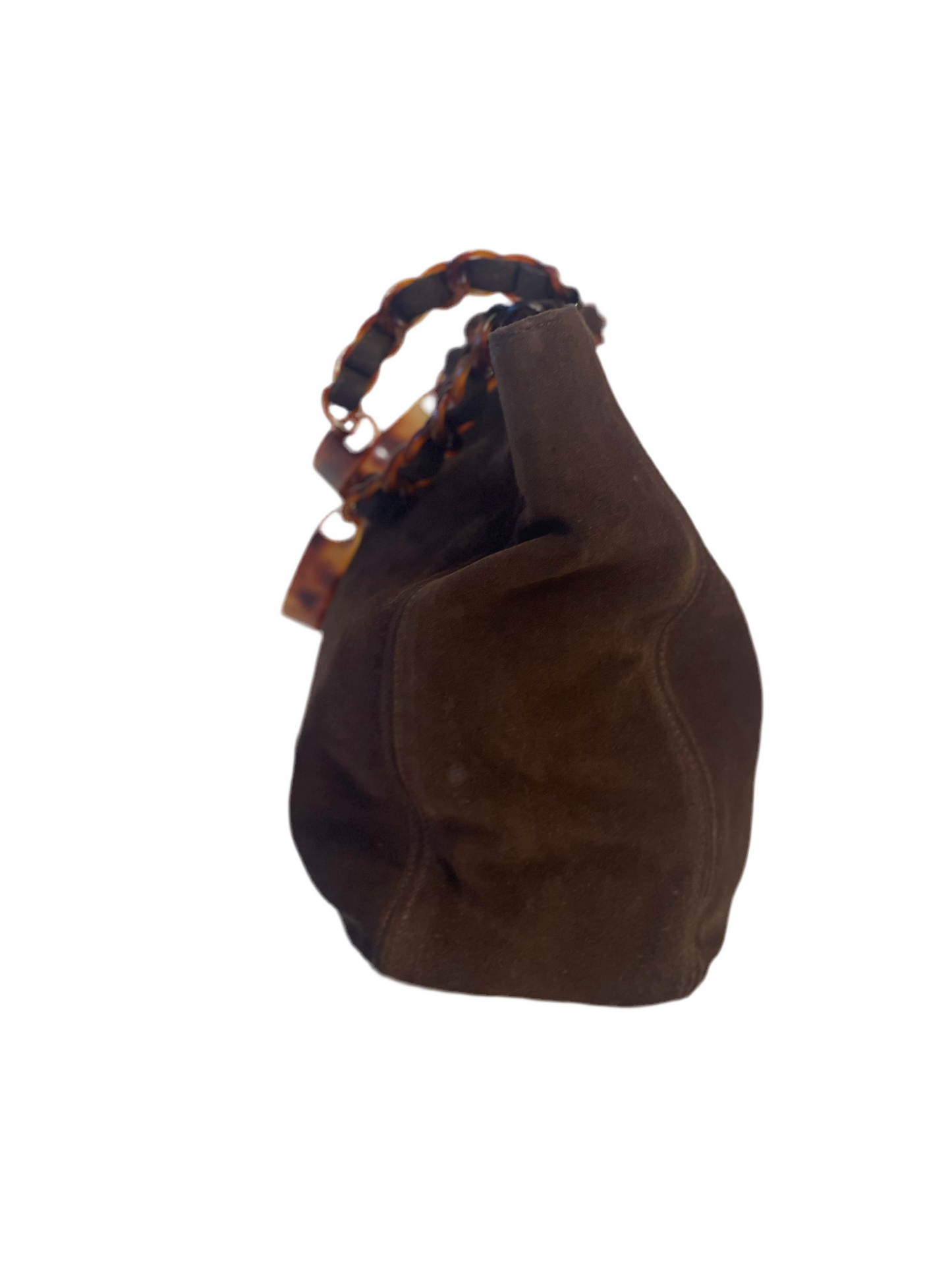 CHANEL TAS HANDTAS DONKERBRUIN BRUIN SUÈDE LEER