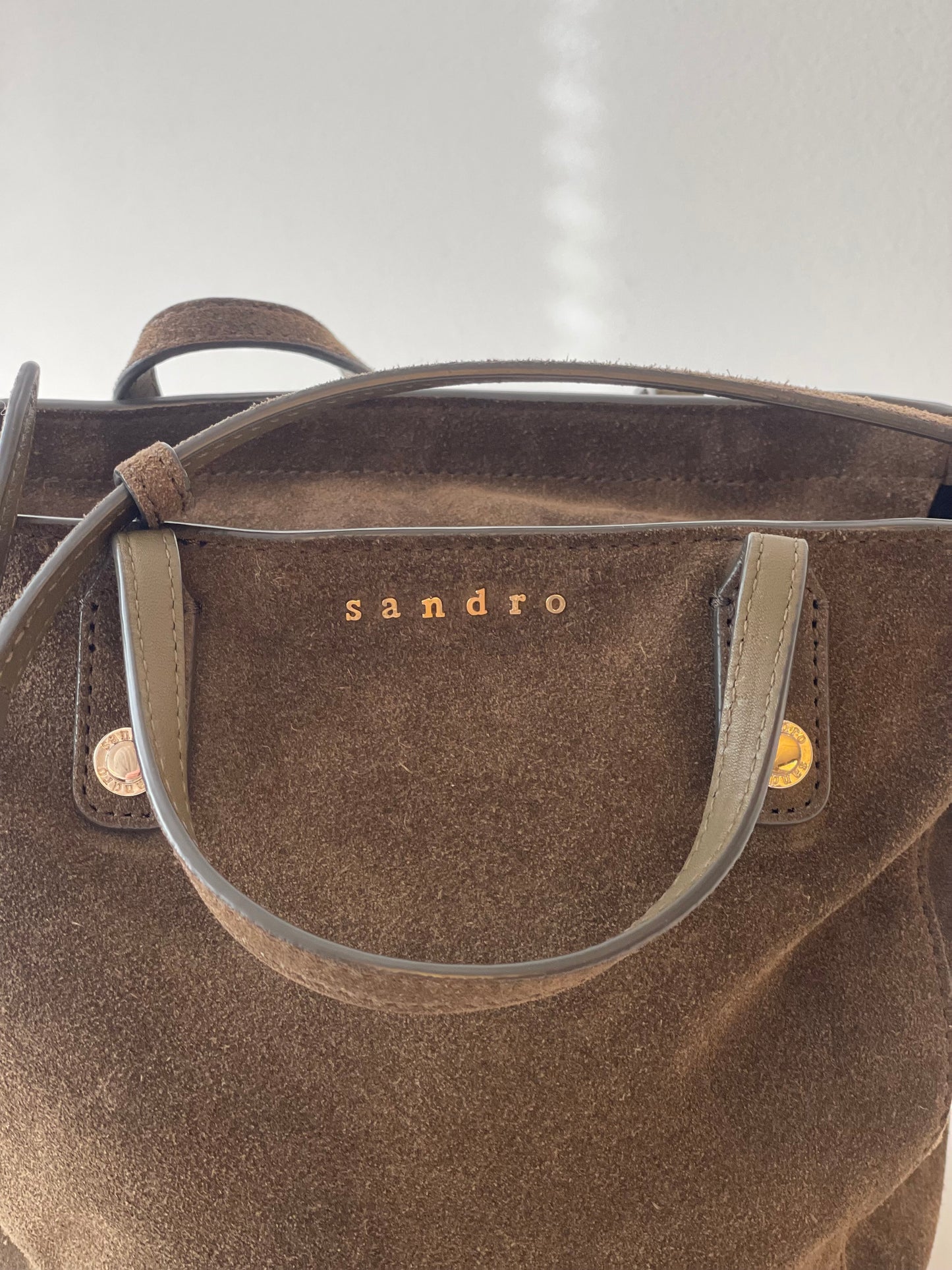 SANDRO TAS SCHOUDERTAS CROSSBODY GROEN SUEDE LEER