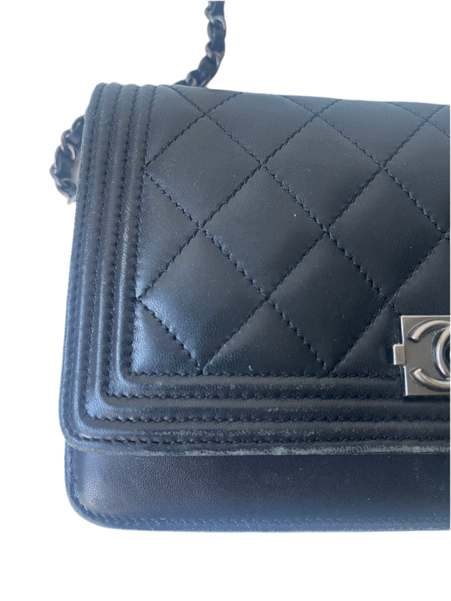 Chanel Wallet on Chain WOC Boy – Zwart Lambskin Leer – Aged Zilver Hardware – 2018