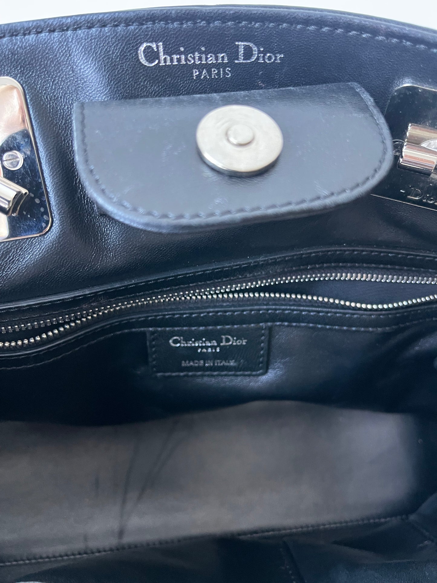 Dior Cannage Leren zwart leren tas tote