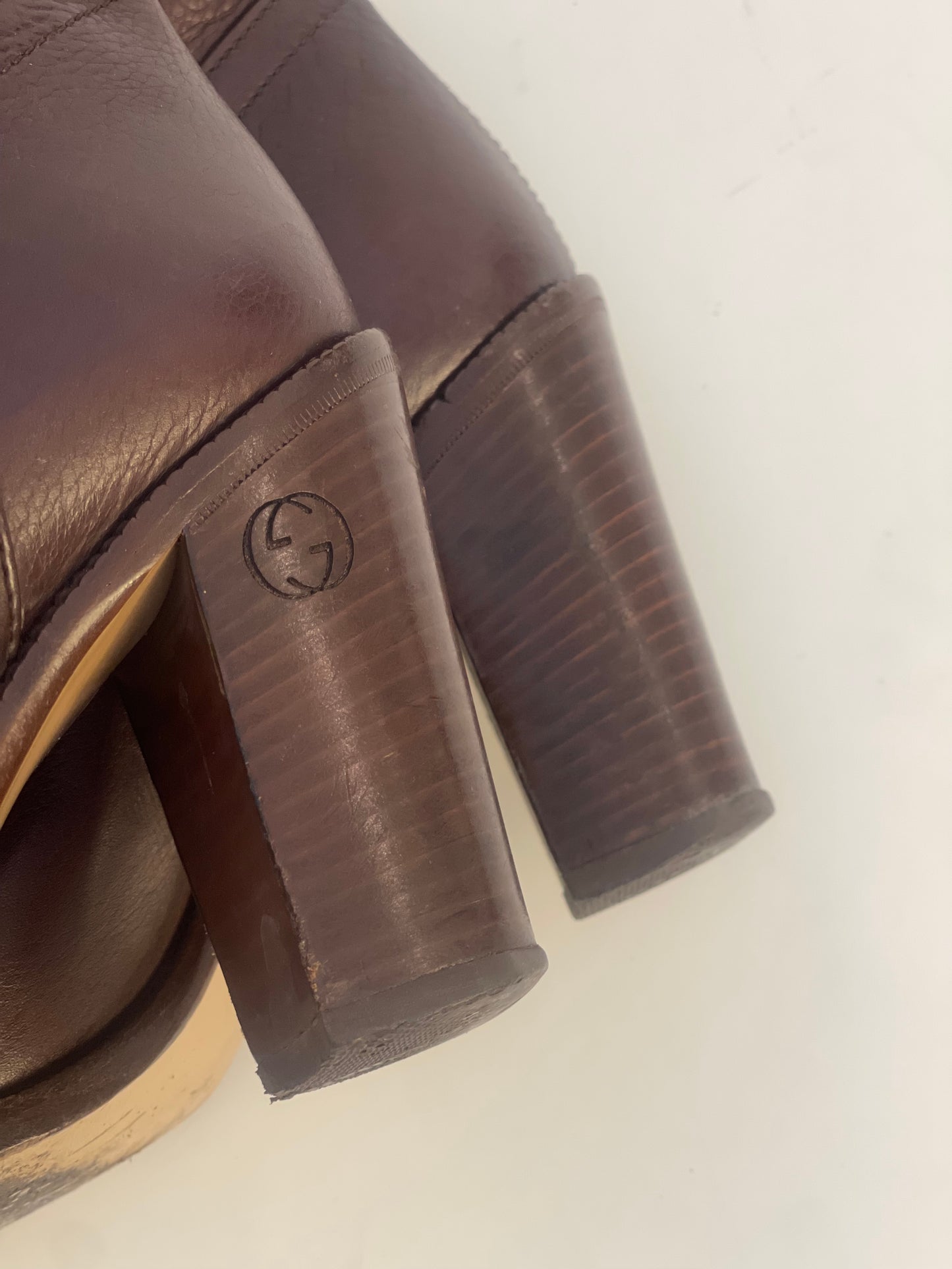 GUCCI BOOTS DARK BROWN BROWN LEATHER SHOES SIZE EU 39 / UK 6