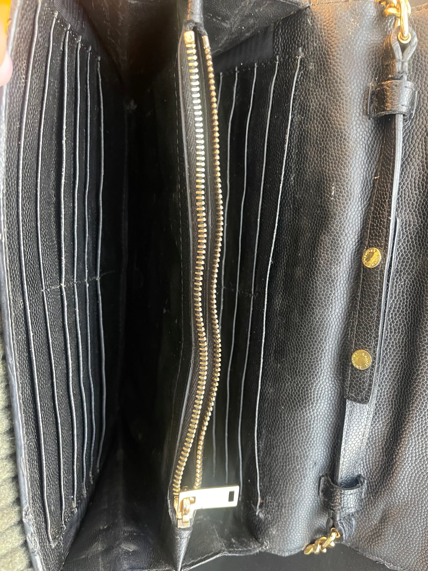 SAINT LAURENT (YSL) WALLET ON CHAIN ZWART TAS VINTAGE SCHOUDERTAS / CROSSBOSBODY