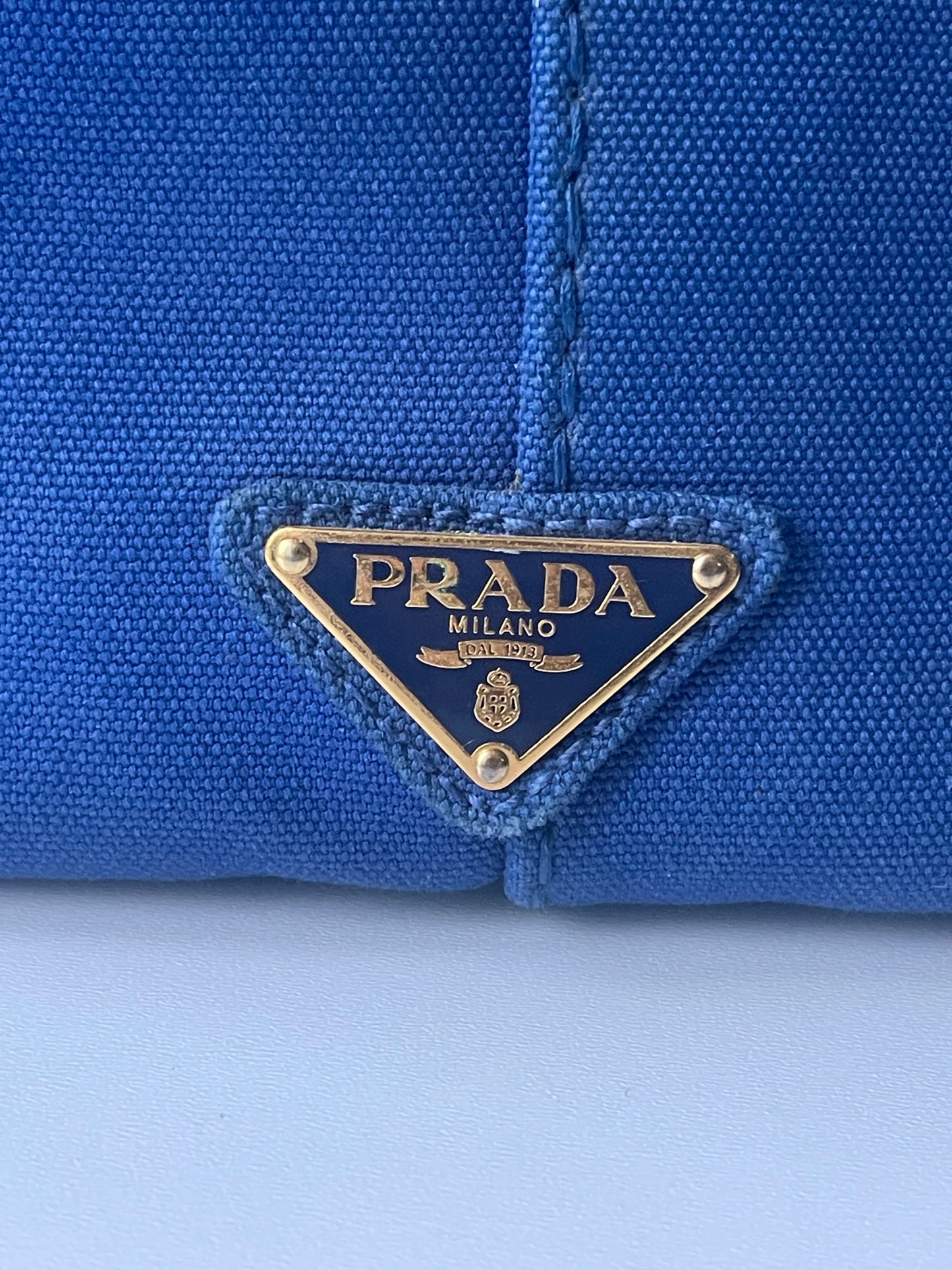 Prada Canapa Tote – Blauw Canvas – Large