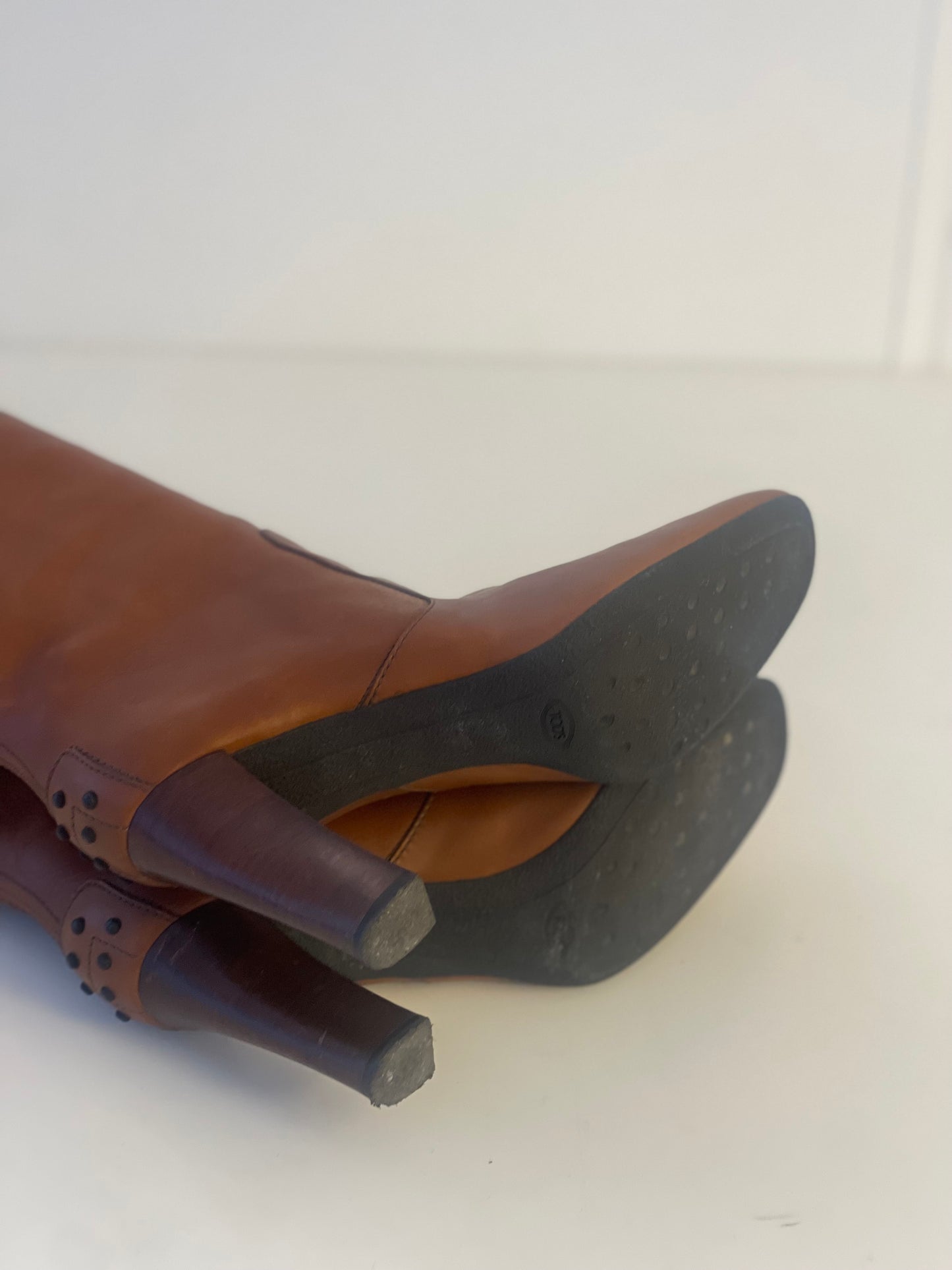 Tod’s Bruine Leren Kniehoge Laarzen met Hak – Maat EU 38,5