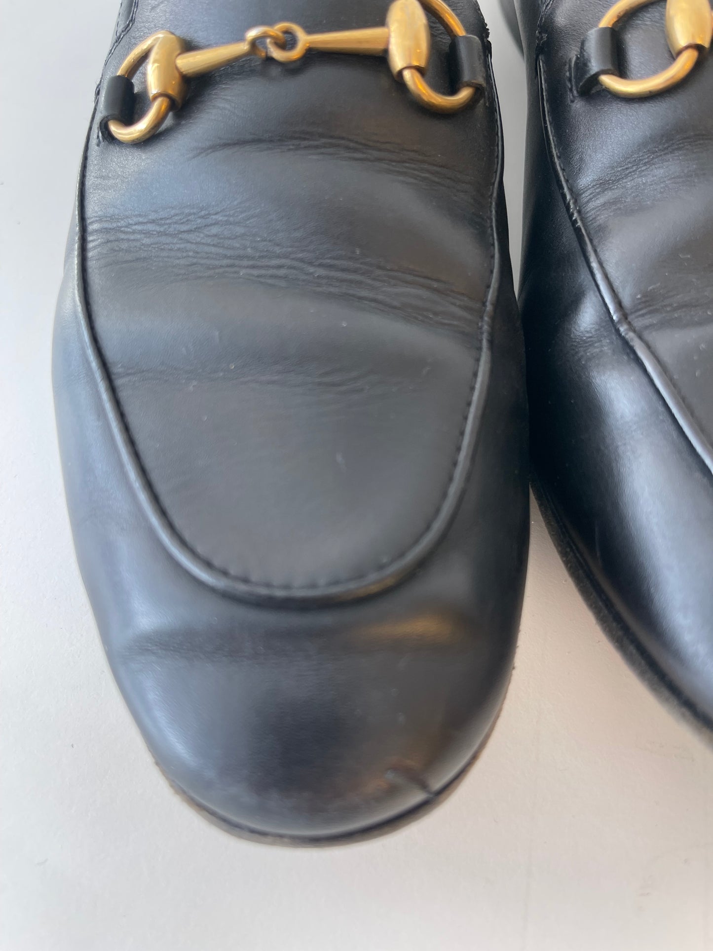 GUCCI LOAFERS JORDAAN SCHOENEN ZWART LEER LOAFERS INSTAPPER MAAT 38,5 EU / 5,5 UK
