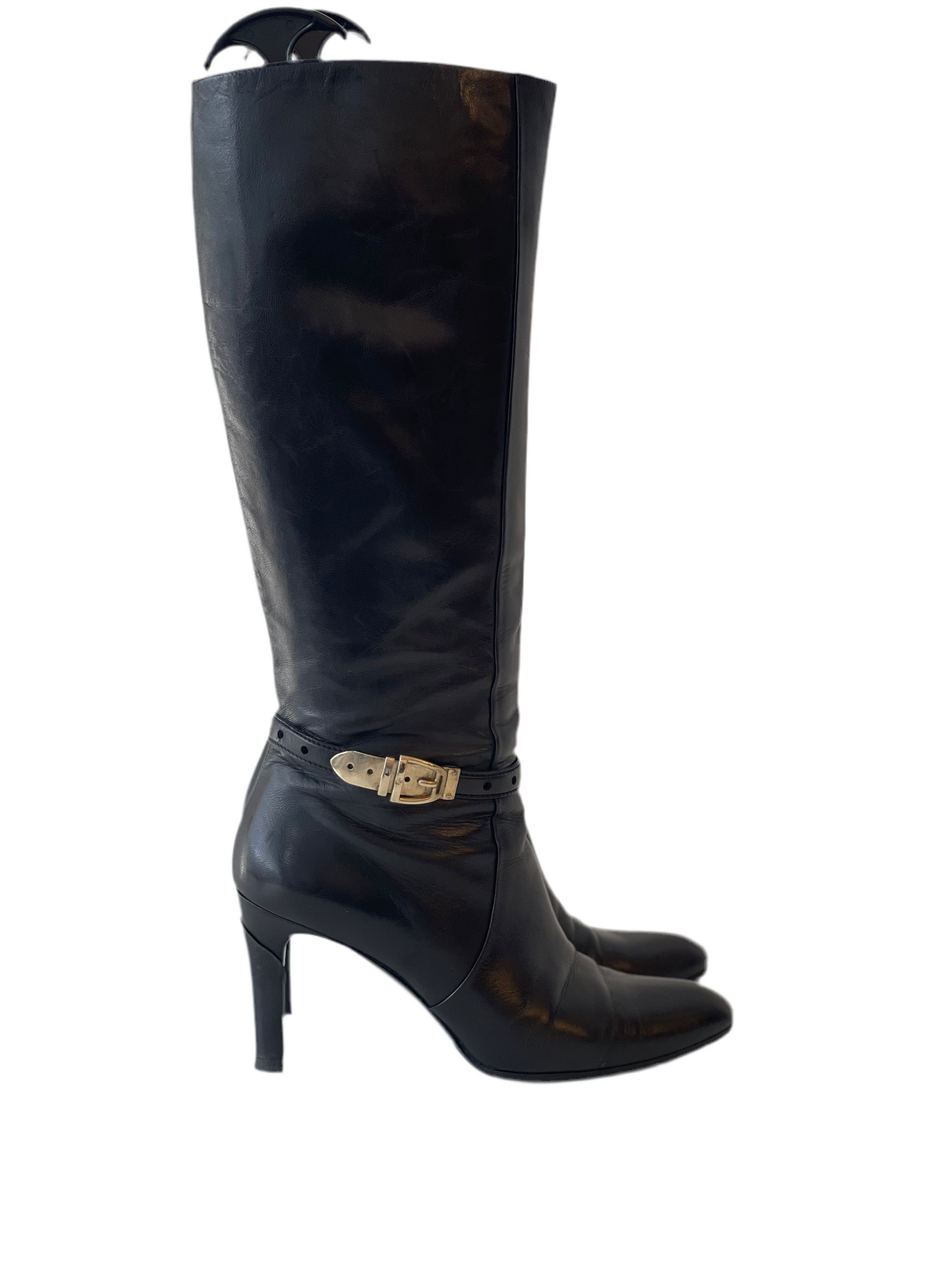 GUCCI BOOTS RIDING BOOTS SHOES BLACK LEATHER SIZE EU 38 38.5 / UK 5.5
