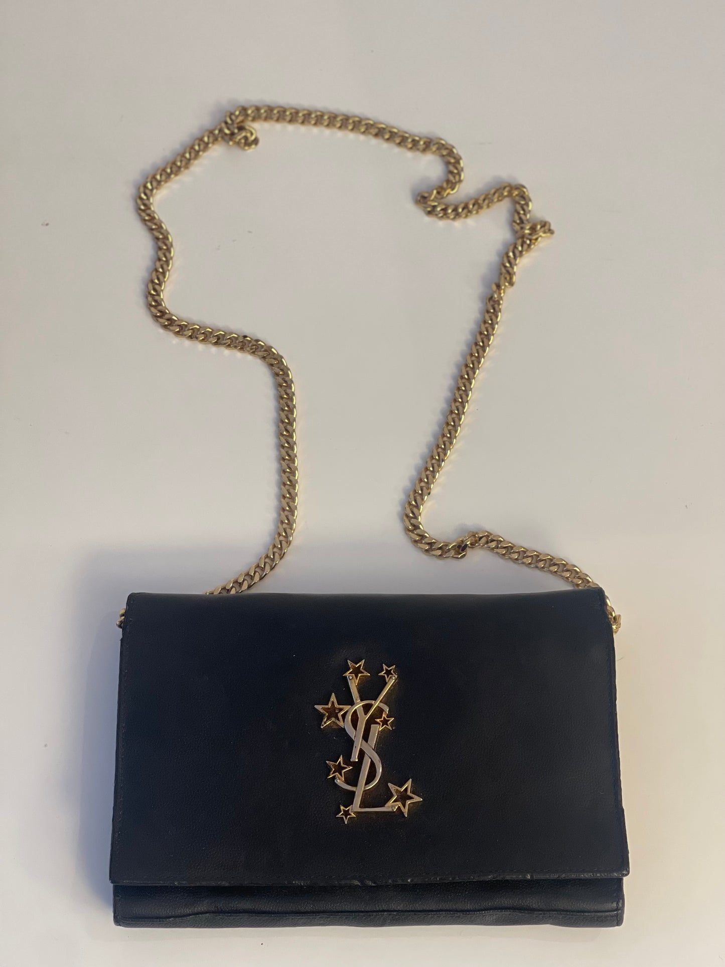 SAINT LAURENT (YSL) WALLET ON CHAIN ZWART TAS VINTAGE SCHOUDERTAS / CROSSBOSBODY