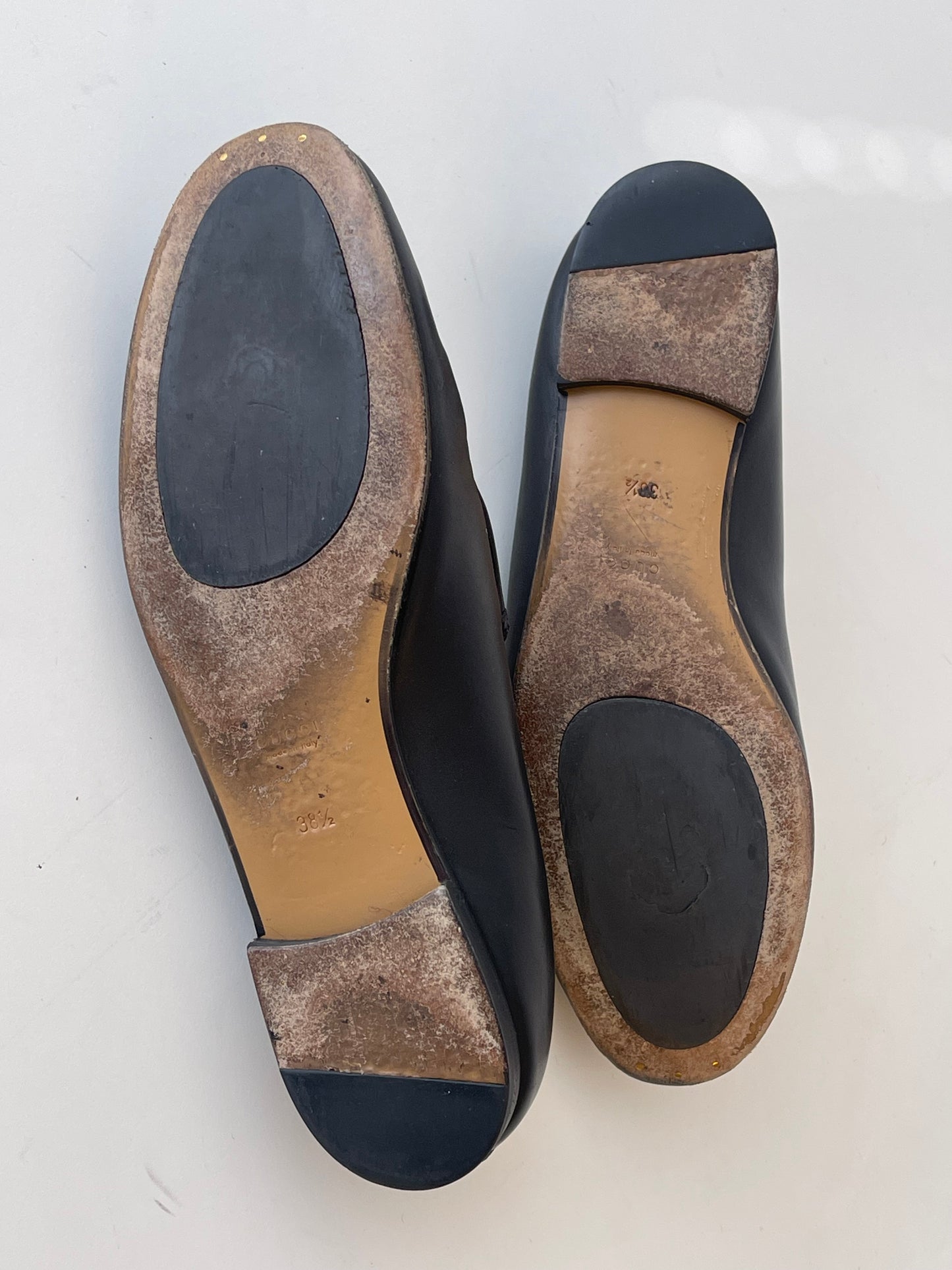 GUCCI LOAFERS JORDAAN SCHOENEN ZWART LEER LOAFERS INSTAPPER MAAT 38,5 EU / 5,5 UK