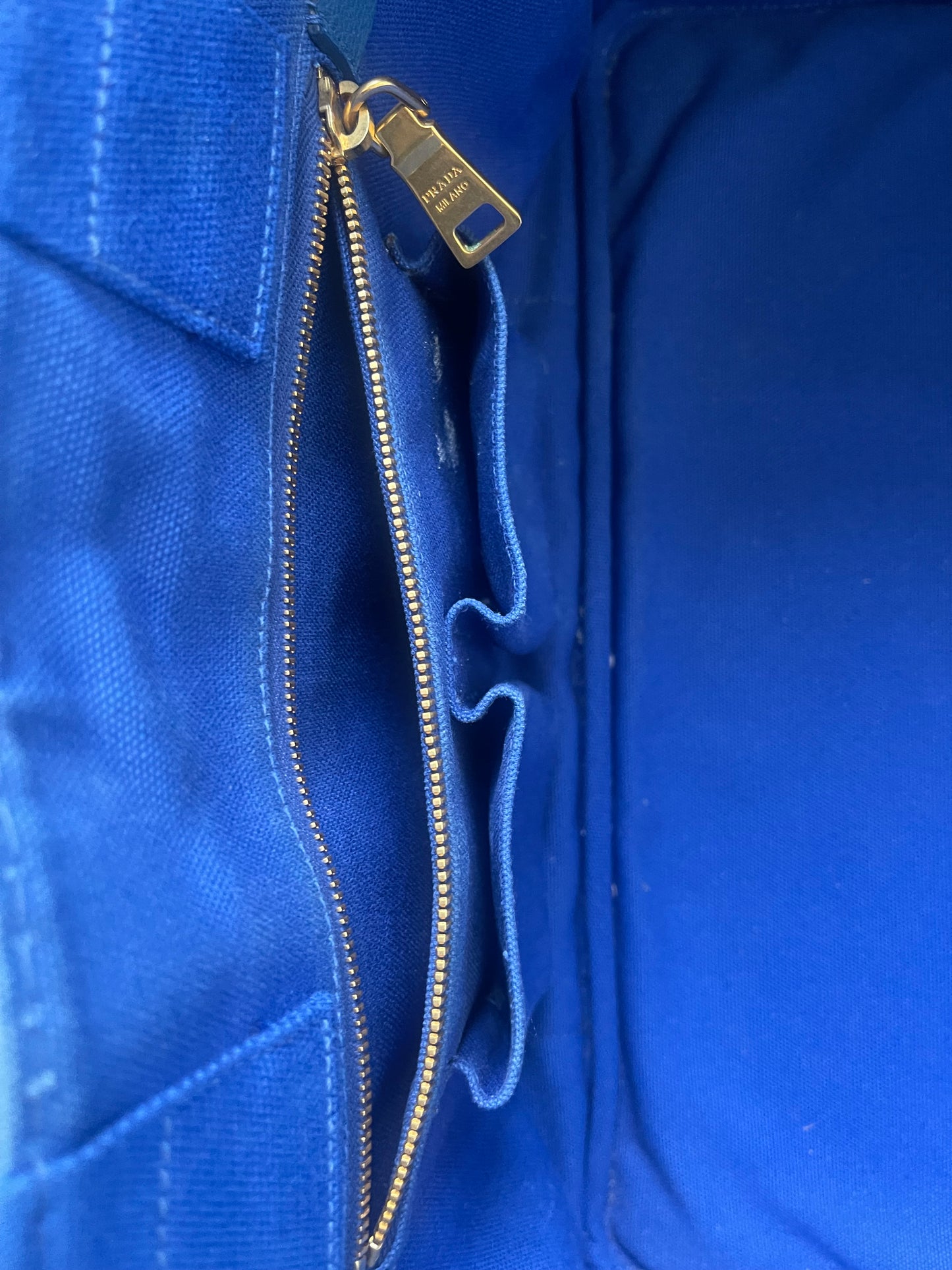 Prada Canapa Tote – Blauw Canvas – Large