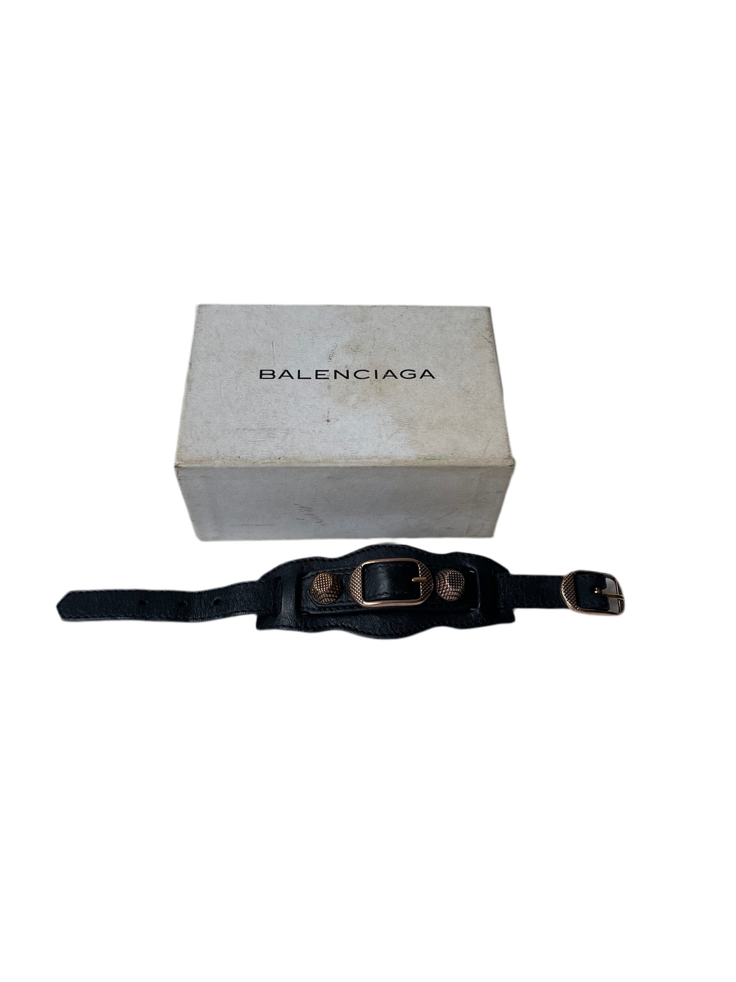 Balenciaga Arena Armband – Maat M – Zwart Leer met Roségouden Hardware