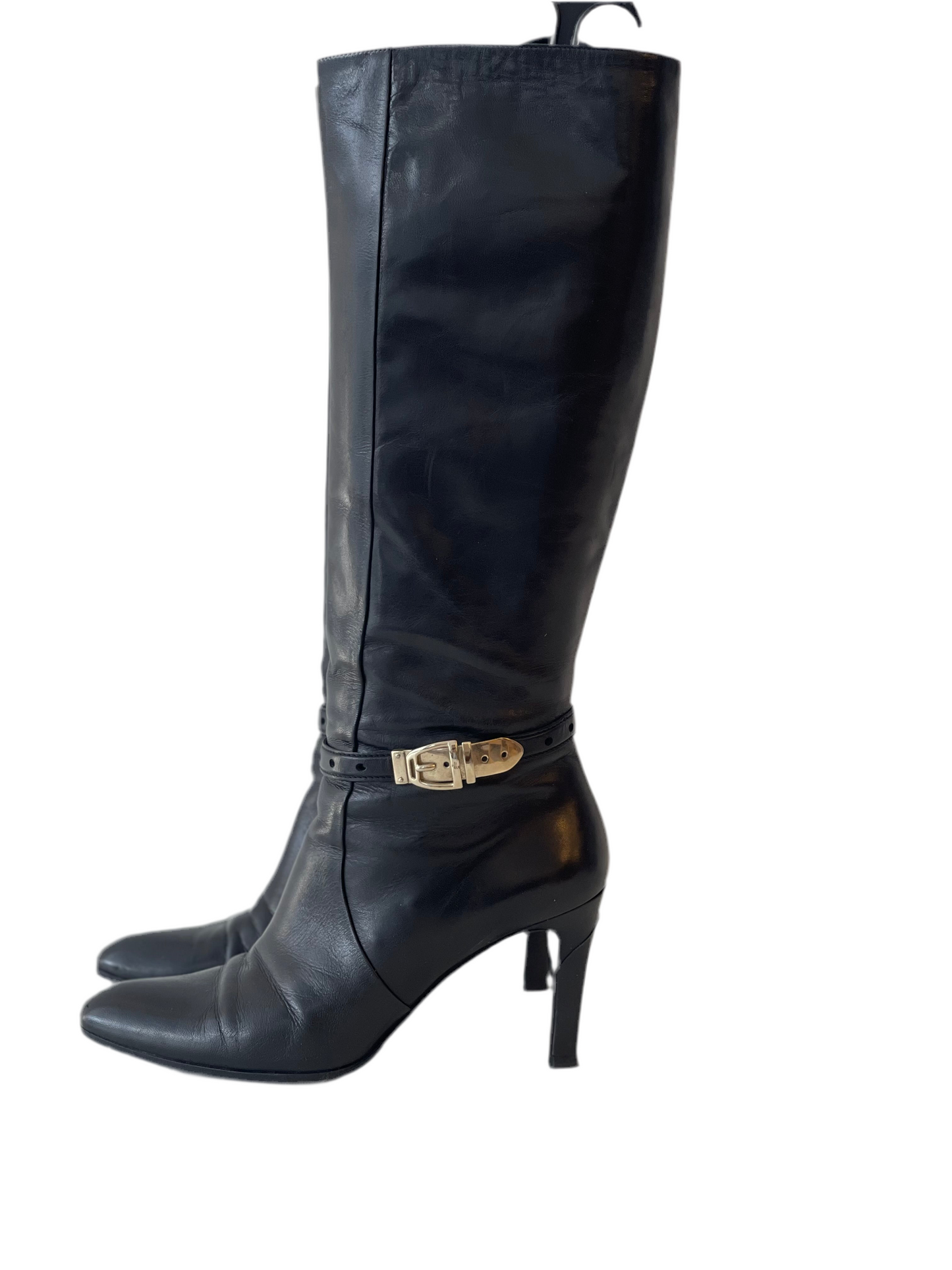 GUCCI BOOTS RIDING BOOTS SHOES BLACK LEATHER SIZE EU 38 38.5 / UK 5.5