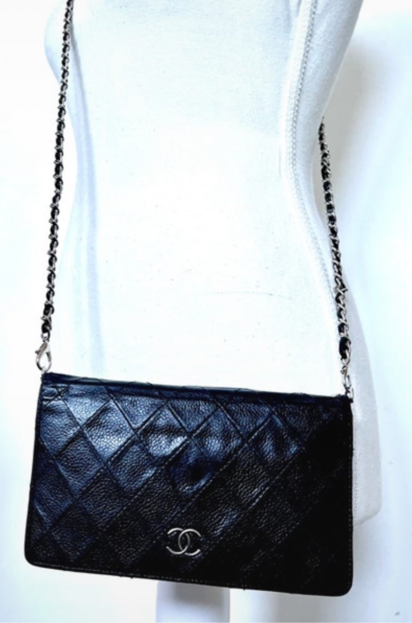 CHANEL WALLET ON CHAIN SCHOUDERTAS CROSSBODY WALLET ZWART LEER