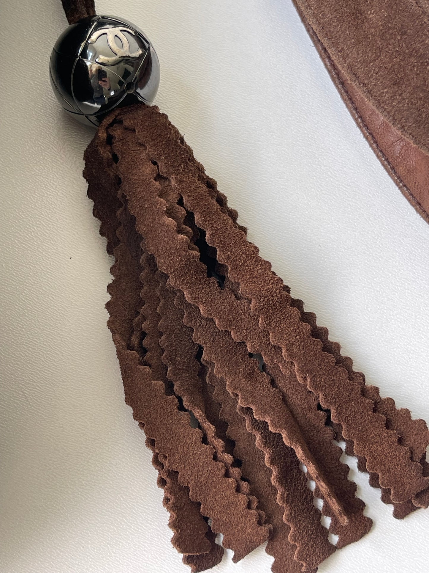 Chanel Tote vintage tas suède bruin vintage 1996-1997