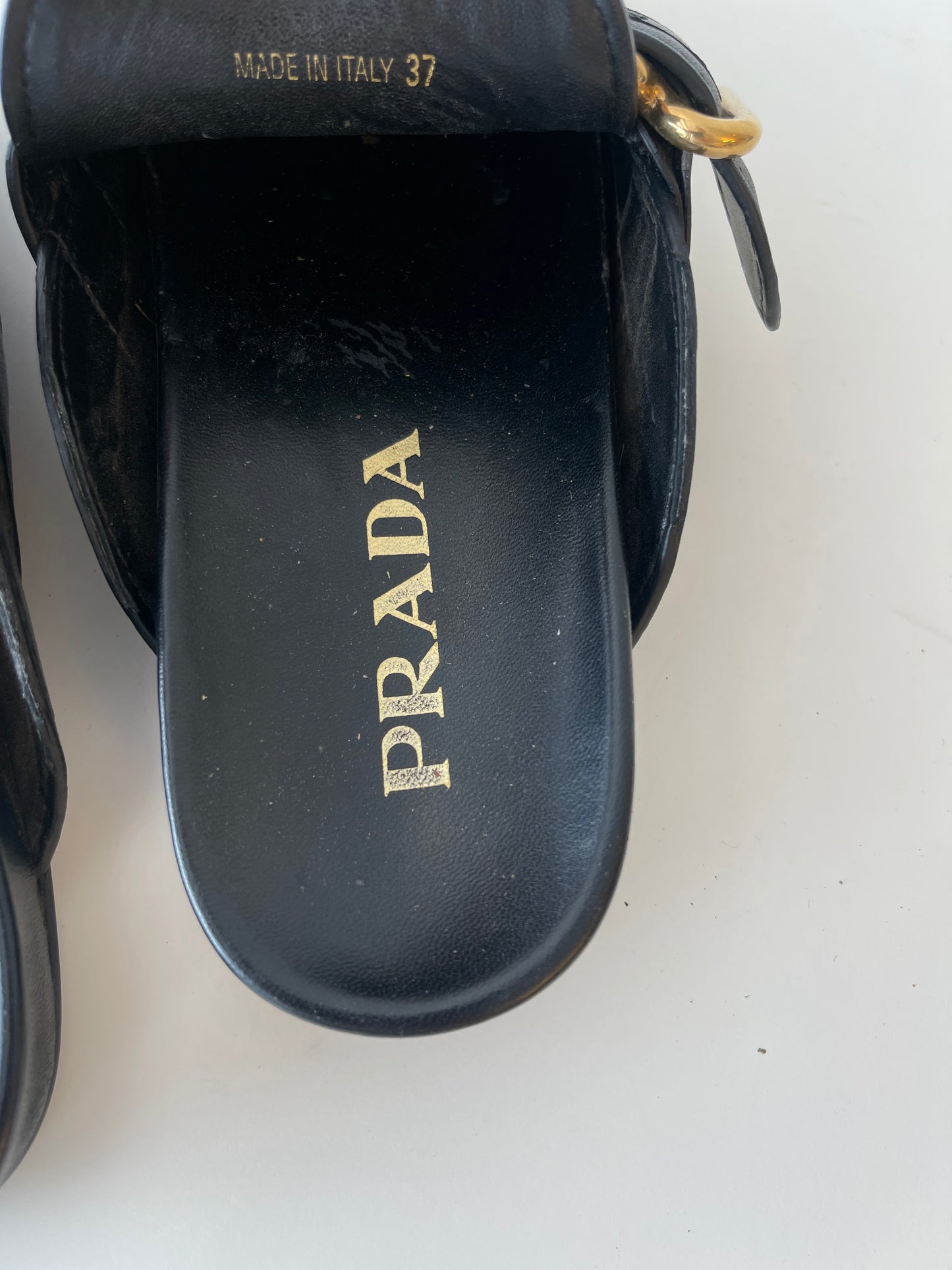 PRADA ZWART LEER SANDALEN SCHOENEN MAAT EU 37 / UK 4