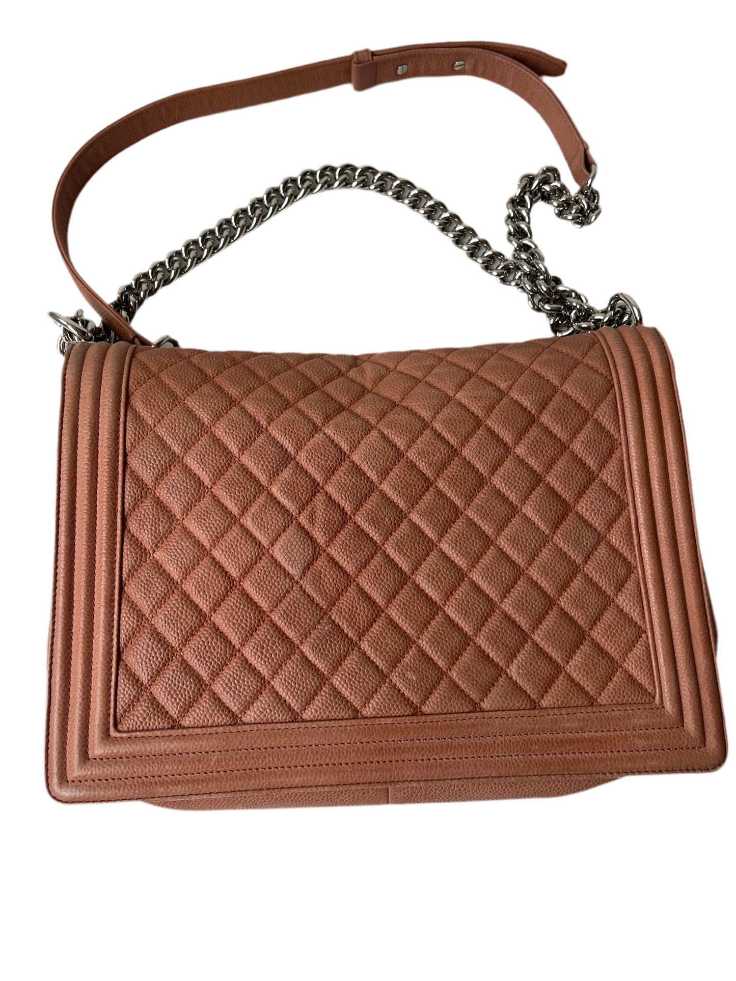 hanel Boy Bag New Medium – Zalmroze Caviar Leer – Ruthenium Hardware – Vintage - Collectie 2012/2013