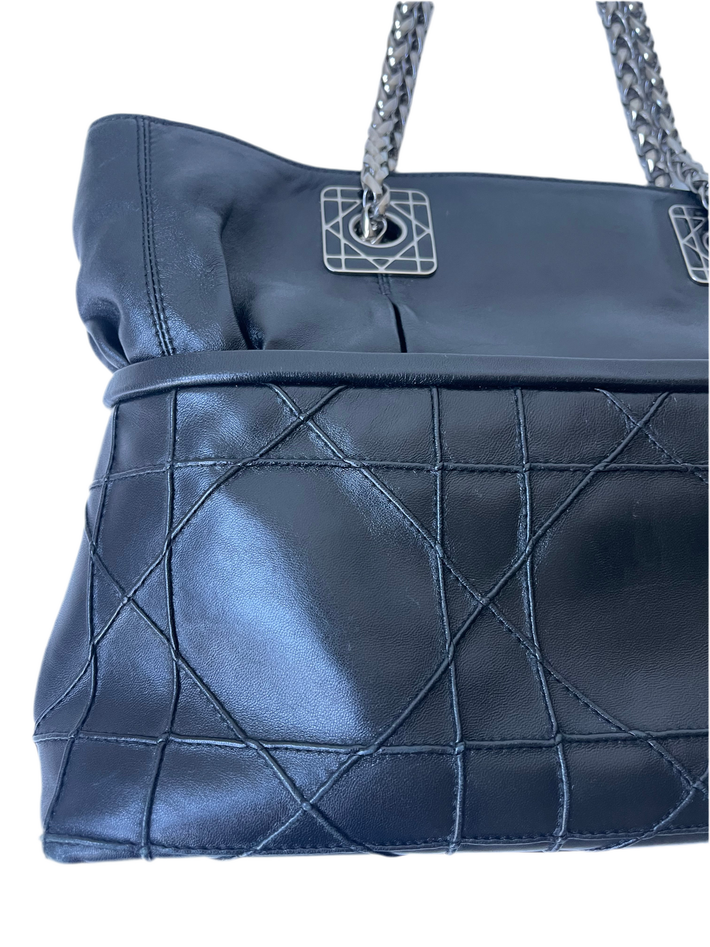 Dior Cannage Leren zwart leren tas tote