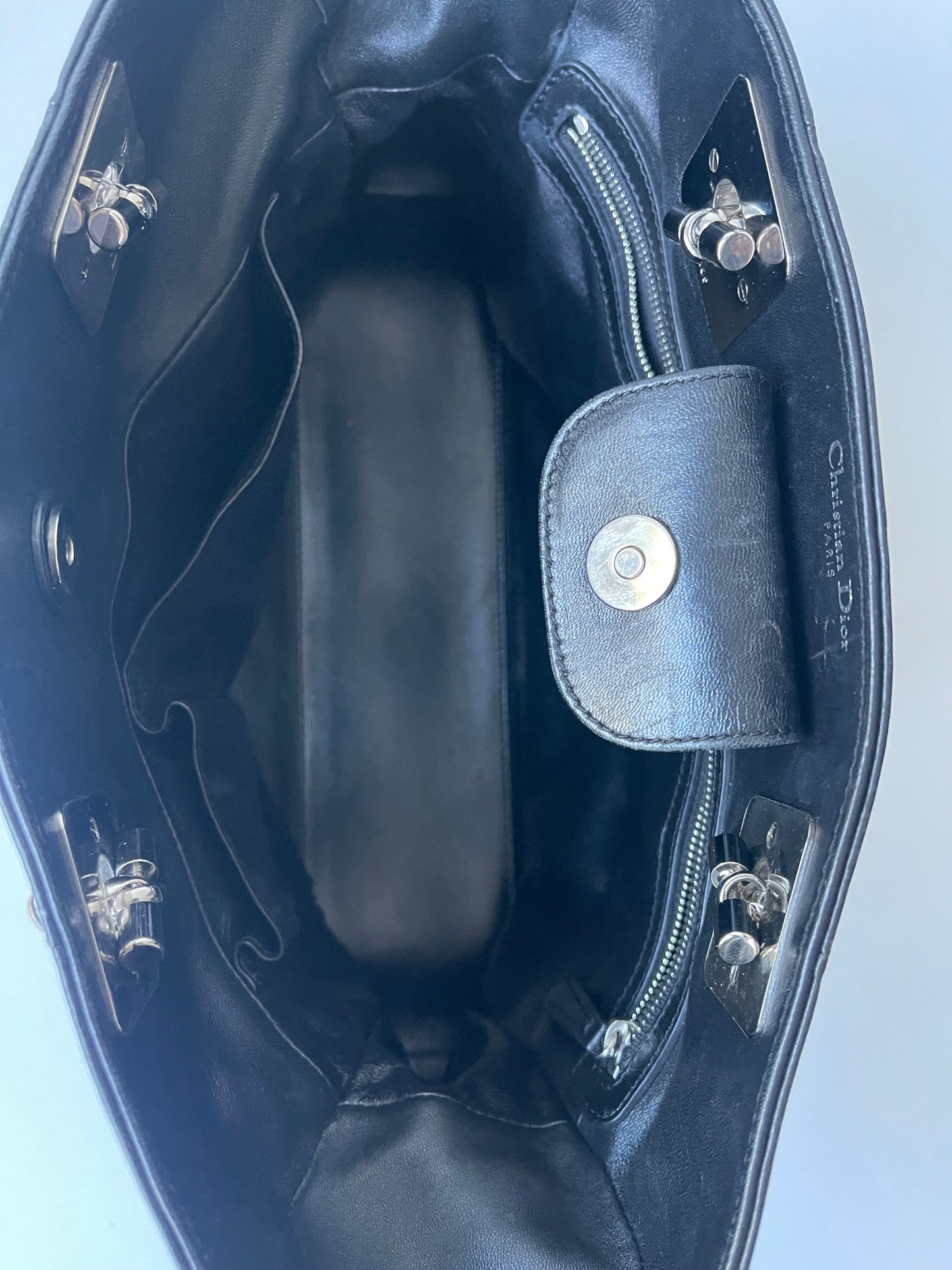 Dior Cannage Leren zwart leren tas tote