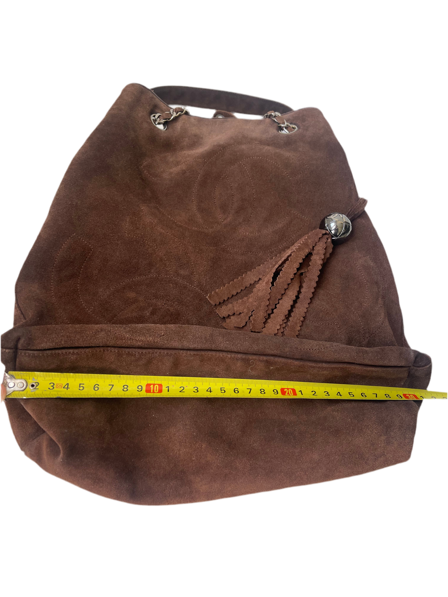 Chanel Tote vintage tas suède bruin vintage 1996-1997