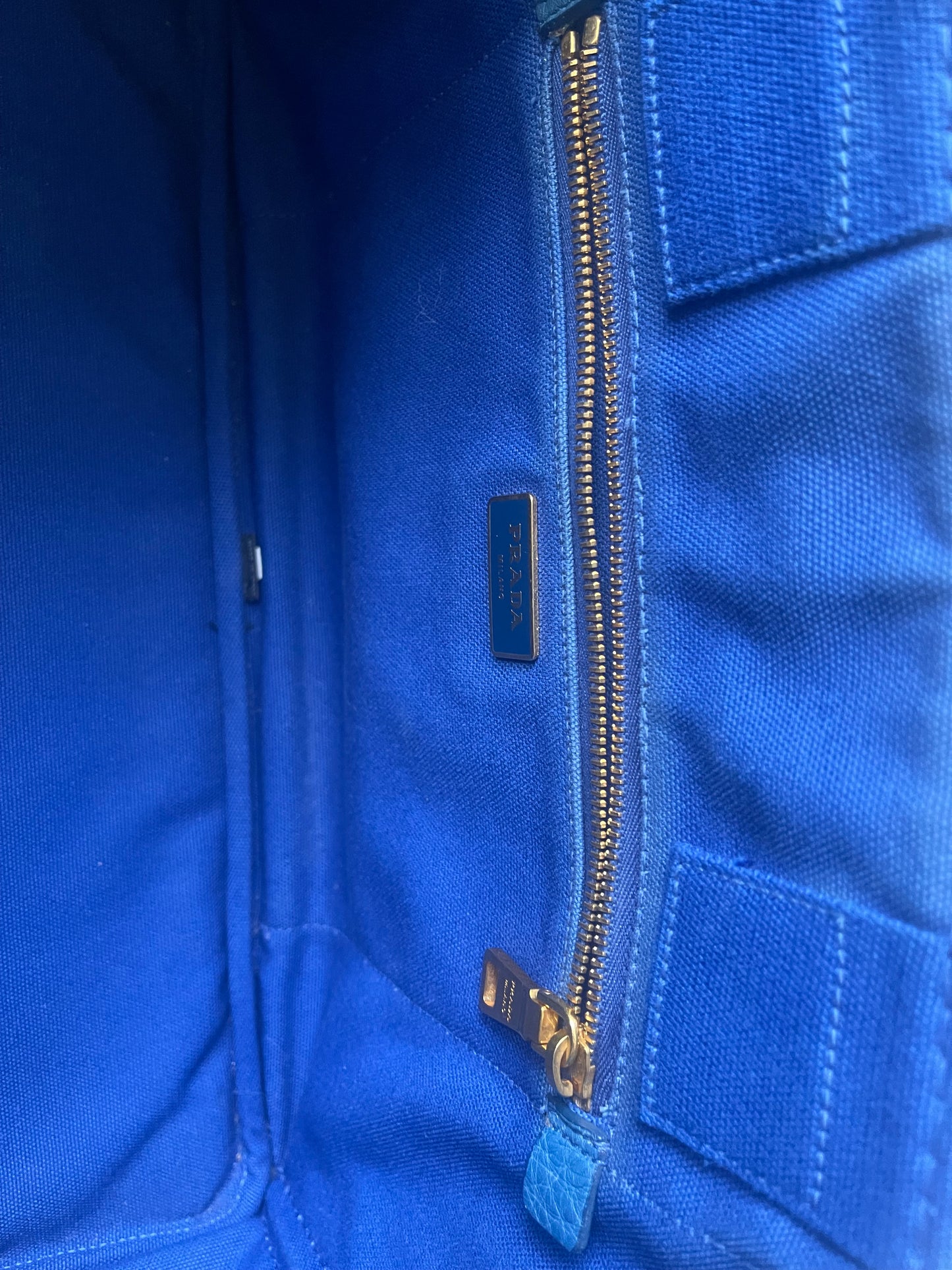 Prada Canapa Tote – Blauw Canvas – Large