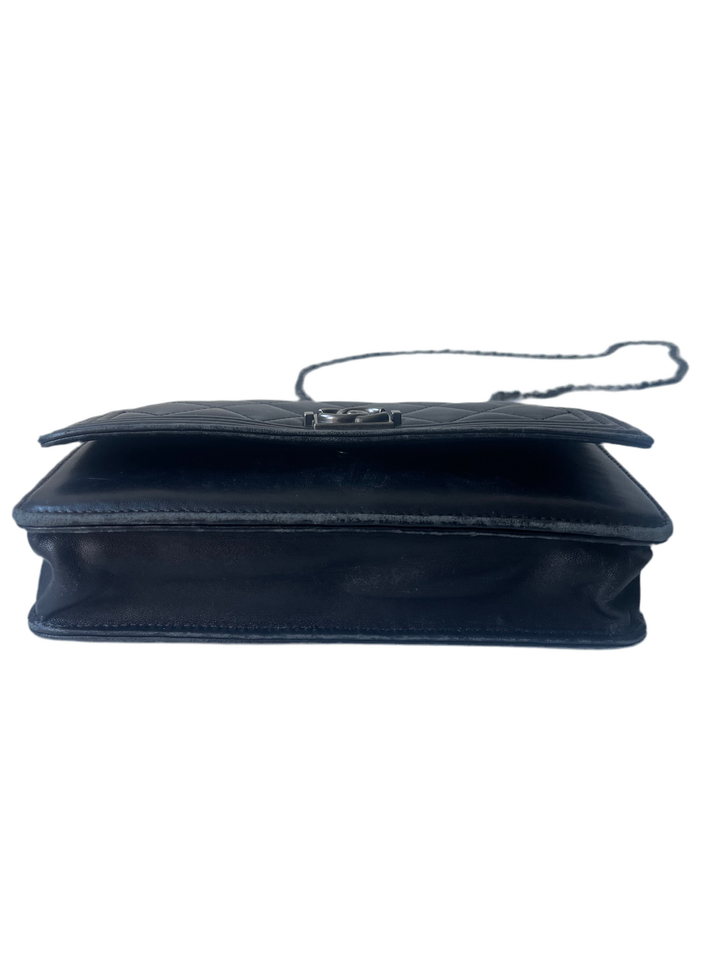 Chanel Wallet on Chain WOC Boy – Zwart Lambskin Leer – Aged Zilver Hardware – 2018