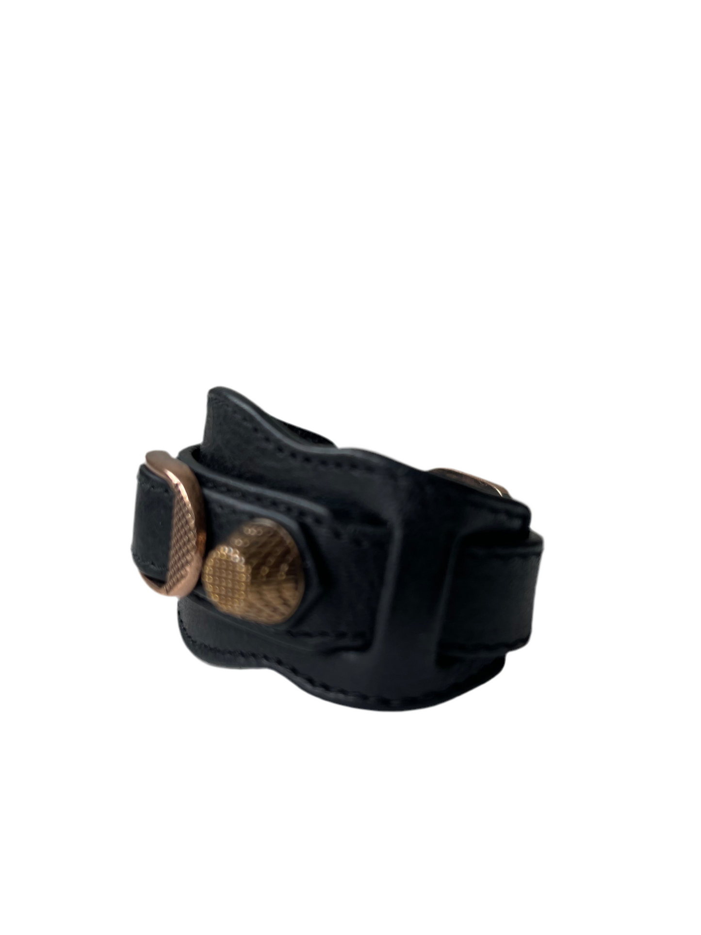 Balenciaga Arena Armband – Maat M – Zwart Leer met Roségouden Hardware