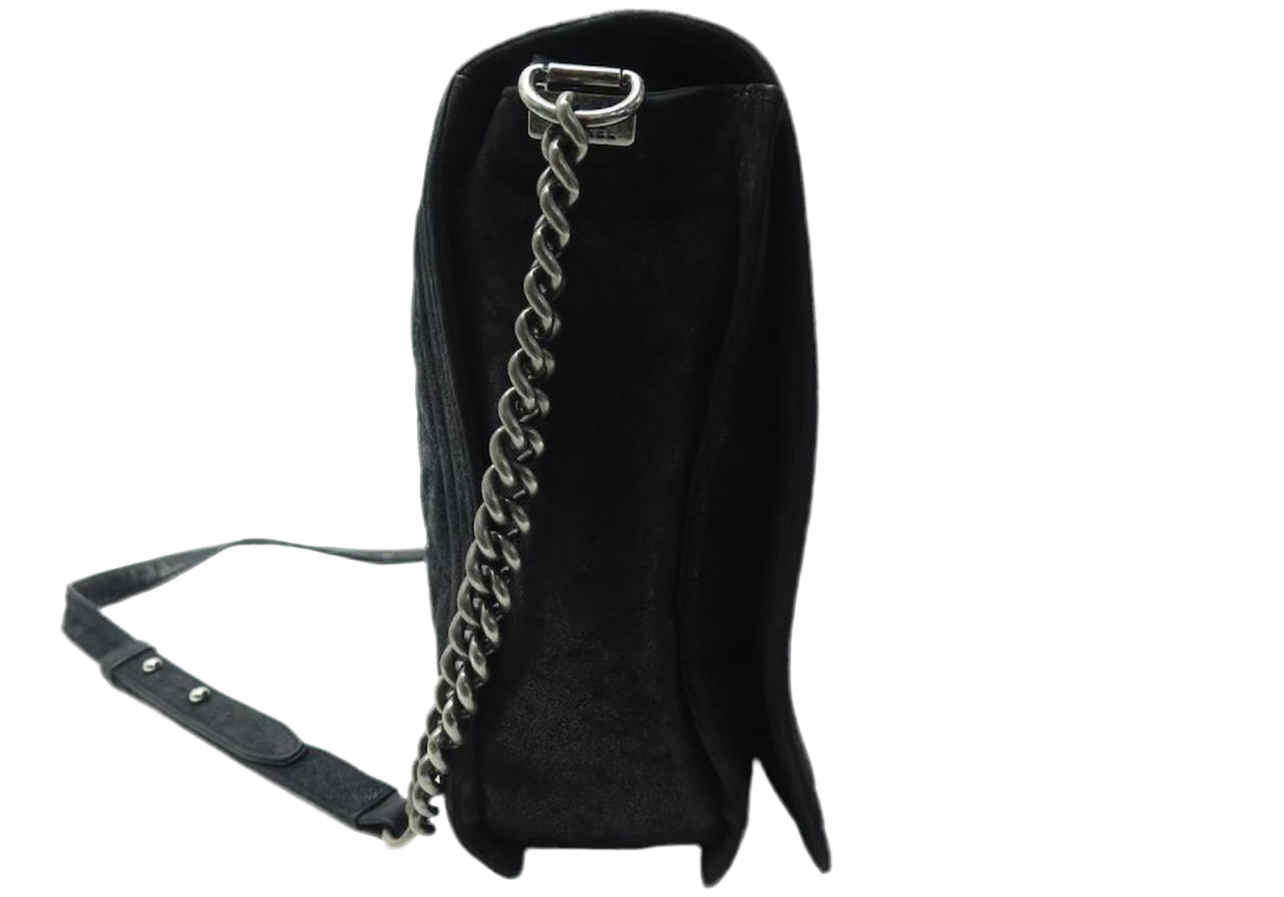 Chanel Boy Maxi Jumbo Matelassé – Zwart Suède Leer - Schoudertas, Crossbody tas.
