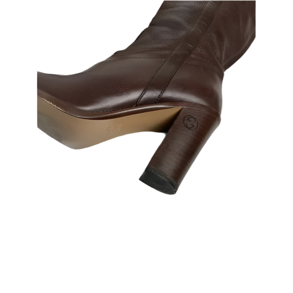 GUCCI BOOTS DARK BROWN BROWN LEATHER SHOES SIZE EU 39 / UK 6