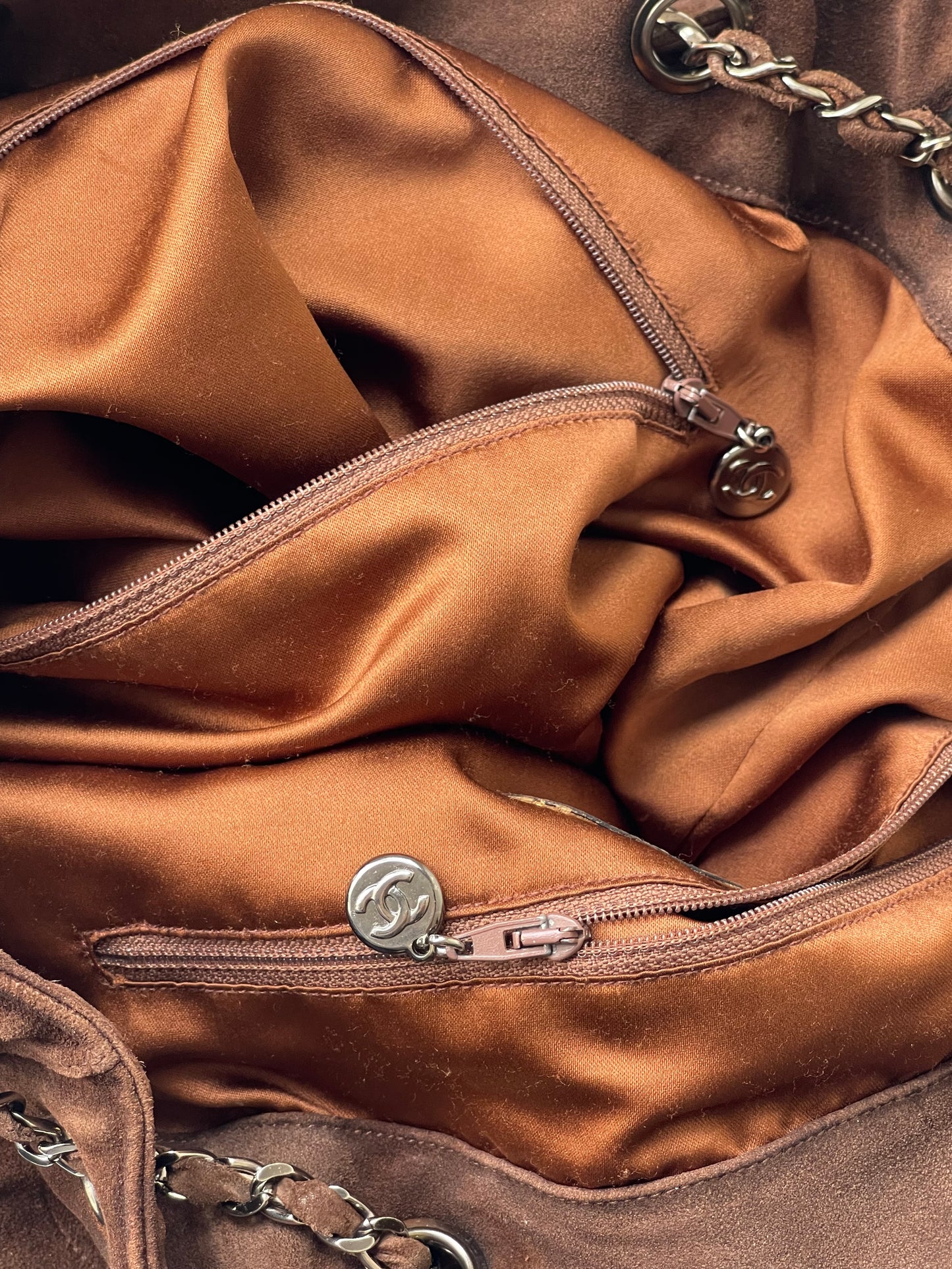 Chanel Tote vintage tas suède bruin vintage 1996-1997