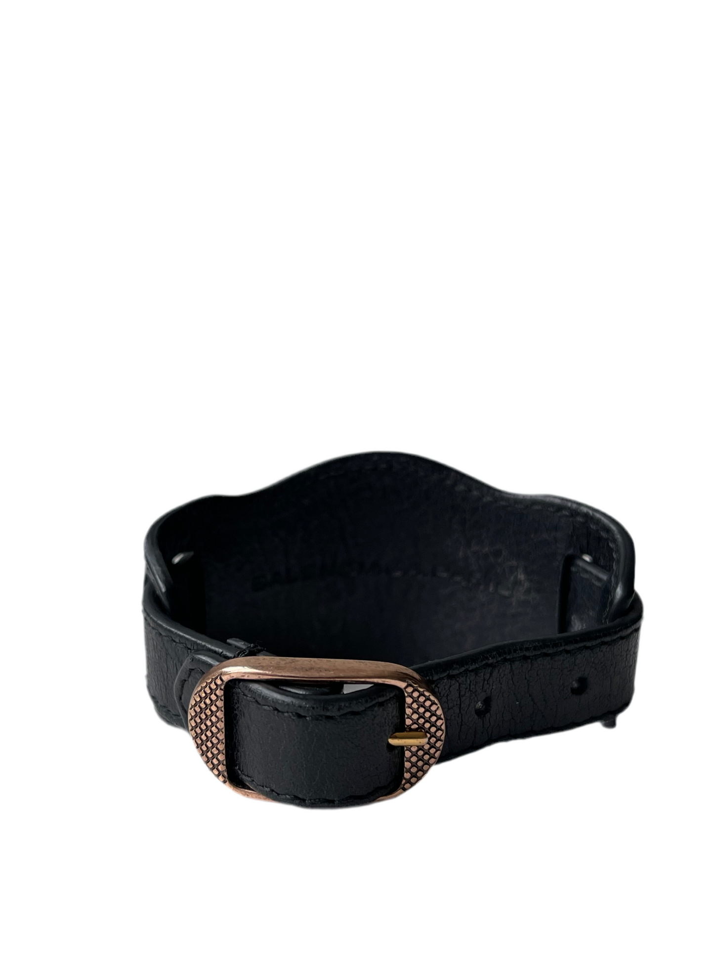 Balenciaga Arena Armband – Maat M – Zwart Leer met Roségouden Hardware