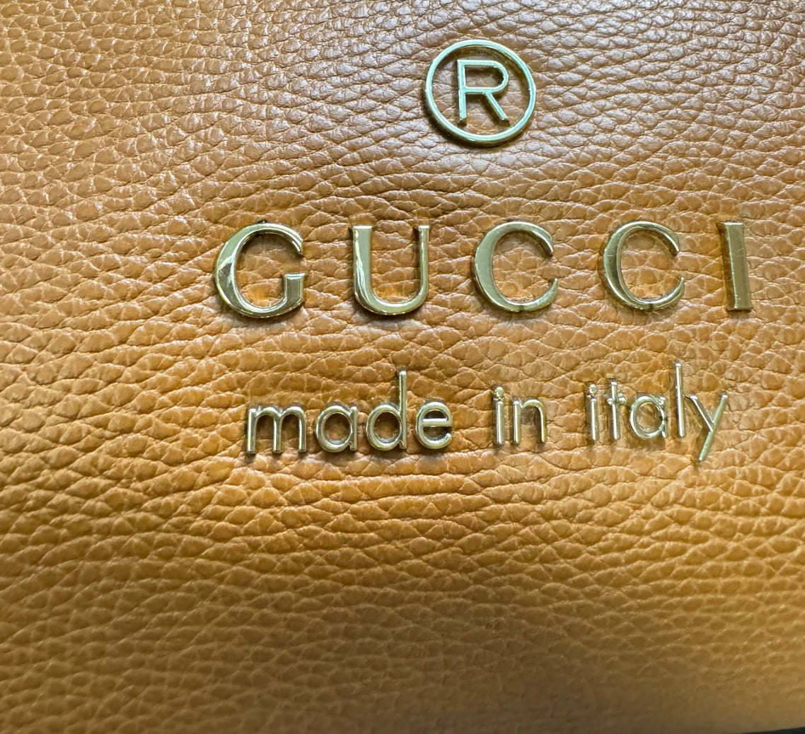 GUCCI GIFFORD TAS TOTE BAG SHOPPER BRUIN LEER SCHOUDERTAS