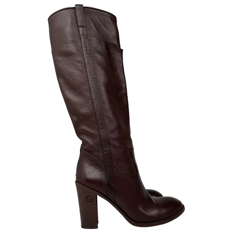 GUCCI BOOTS DARK BROWN BROWN LEATHER SHOES SIZE EU 39 / UK 6