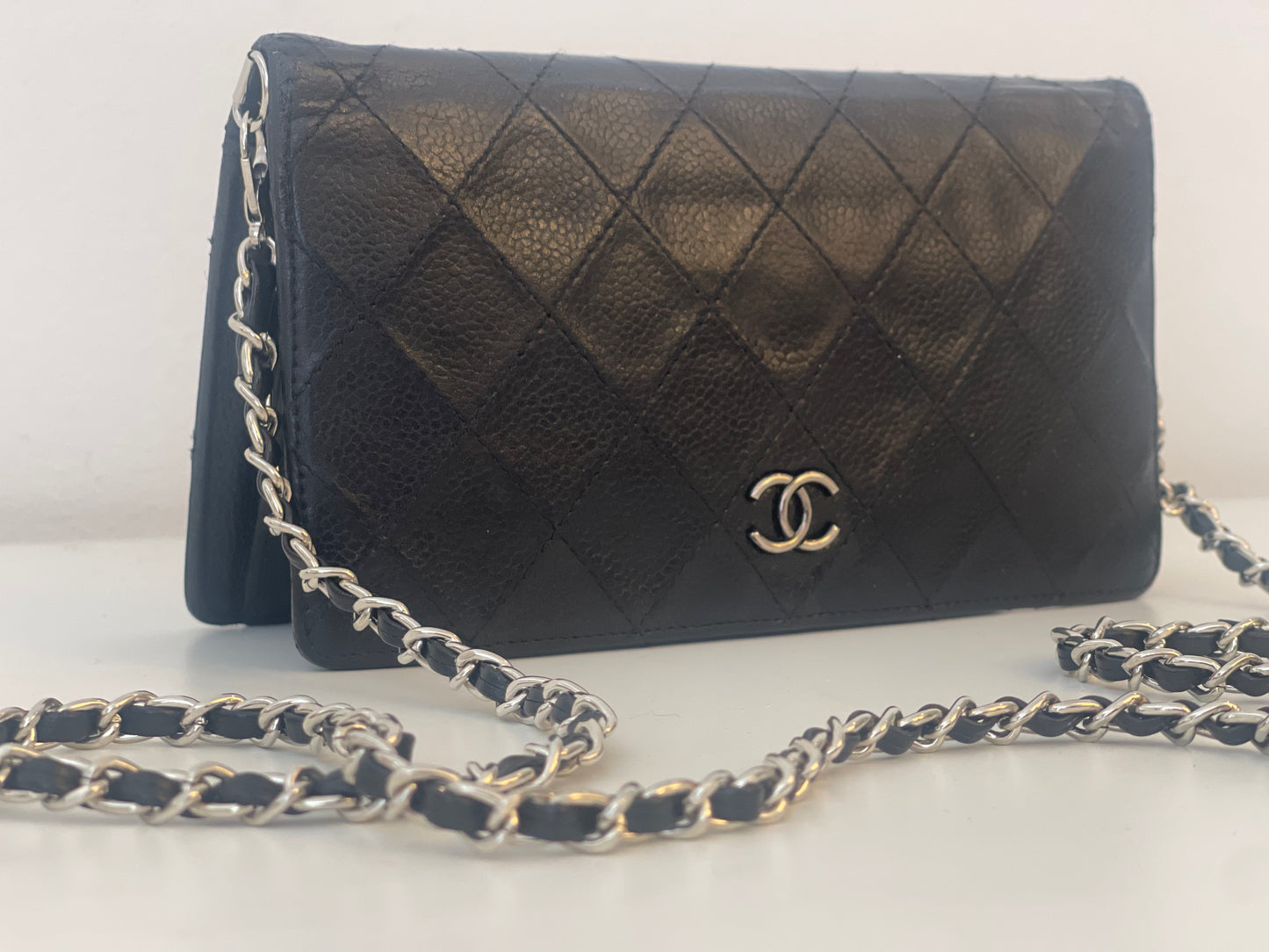 CHANEL WALLET ON CHAIN SCHOUDERTAS CROSSBODY WALLET ZWART LEER