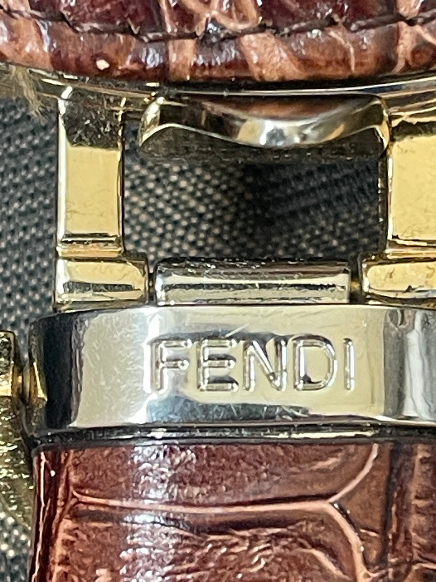 FENDI SPY BAG ZUCCA TAS VINTAGE HANDTAS BRUIN LEER