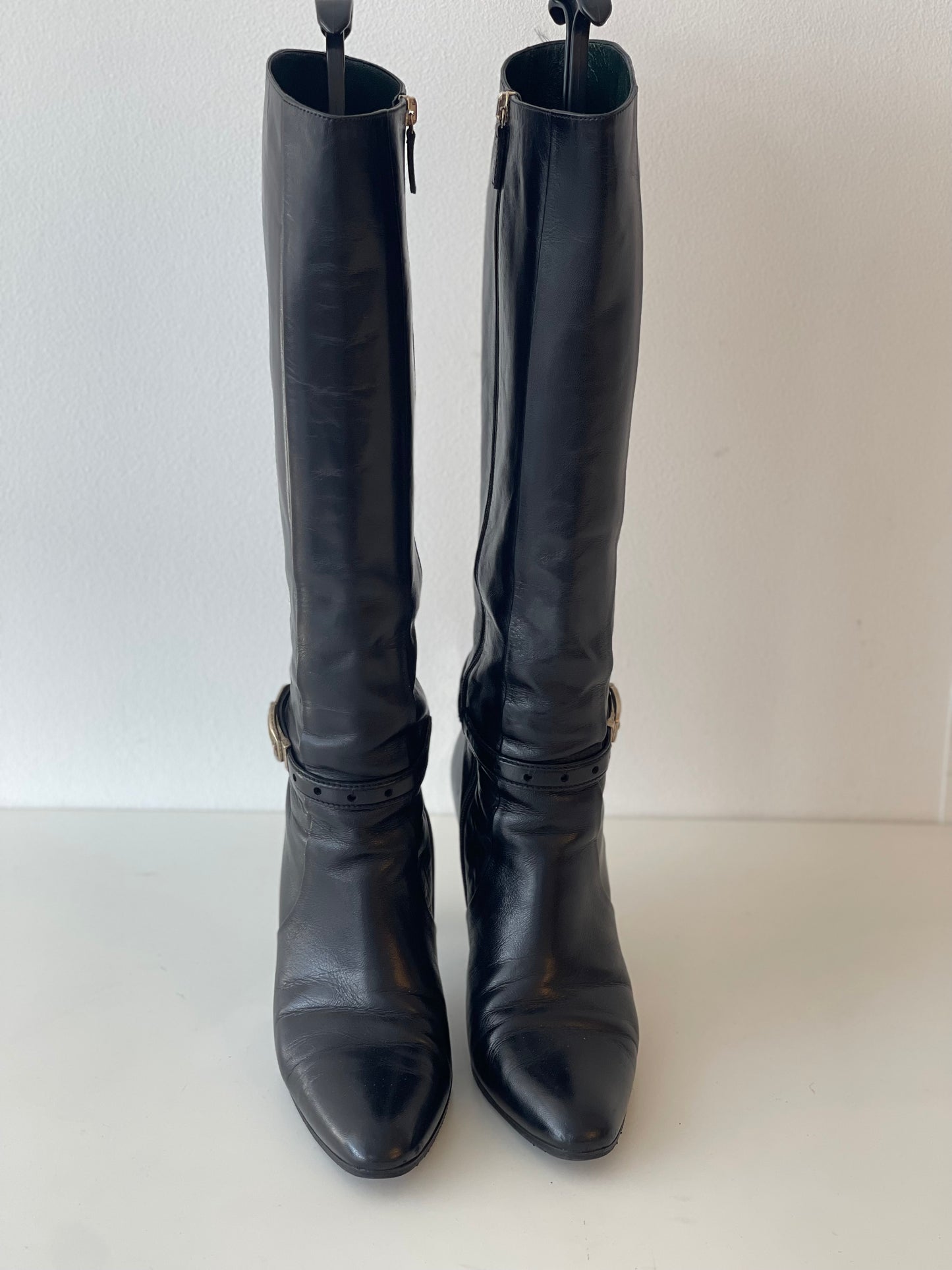 GUCCI BOOTS RIDING BOOTS SHOES BLACK LEATHER SIZE EU 38 38.5 / UK 5.5