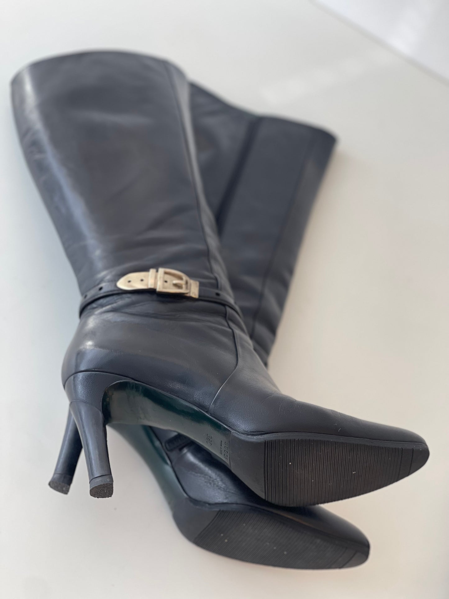 GUCCI BOOTS RIDING BOOTS SHOES BLACK LEATHER SIZE EU 38 38.5 / UK 5.5