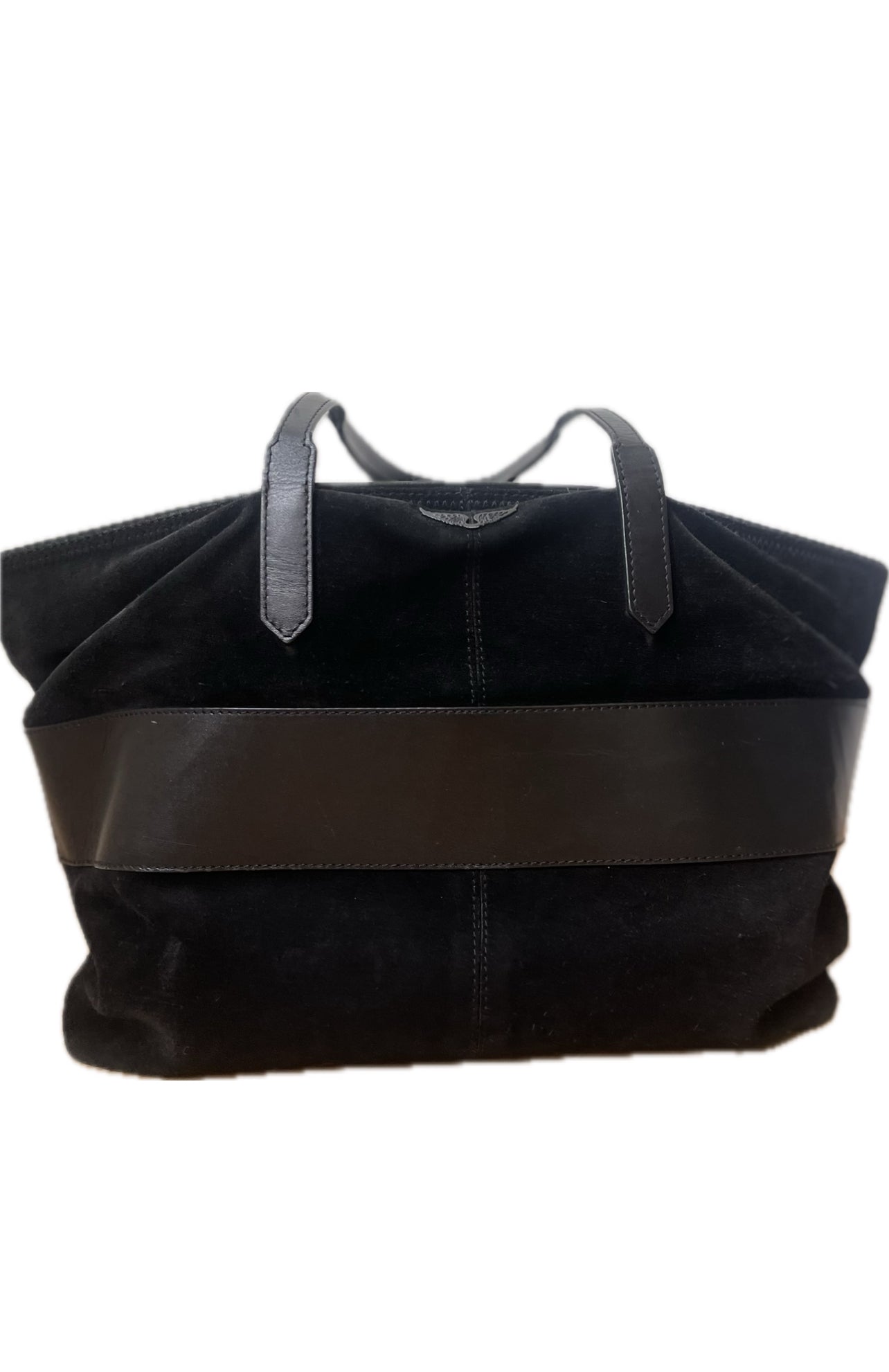 ZADIG & VOLTAIRE TAS SCHOUDERTAS SHOPPER ZWART SUEDE LEER