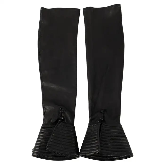 CHANEL Zwart Leren Manchetten / Arm Cuffs – Maat 8