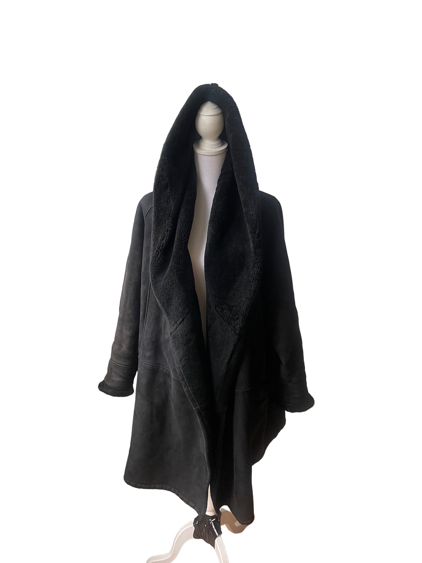 Harrods Lammy Coat / Shearling Coat Zwart – Maat S/M Oversized