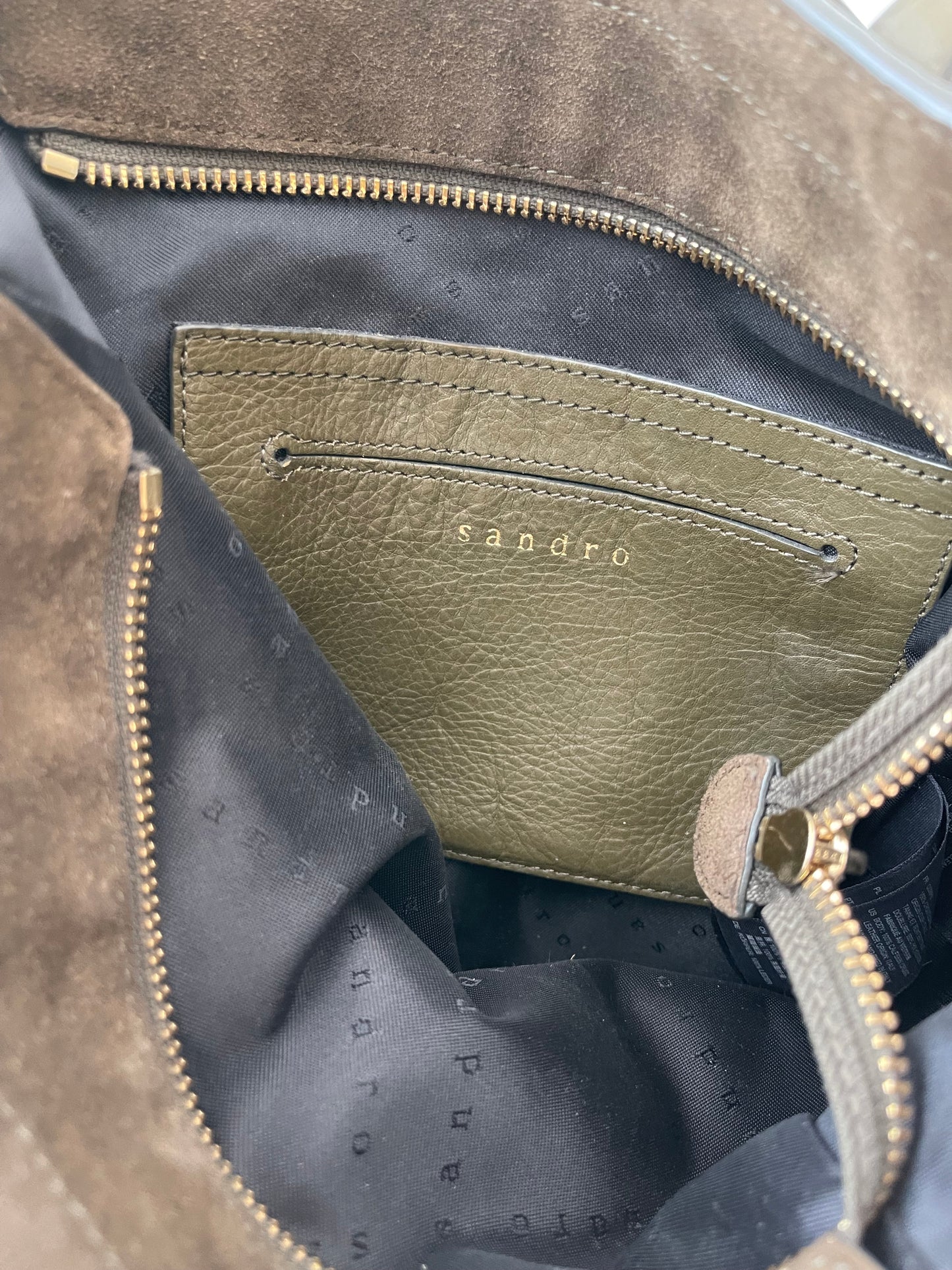 SANDRO TAS SCHOUDERTAS CROSSBODY GROEN SUEDE LEER