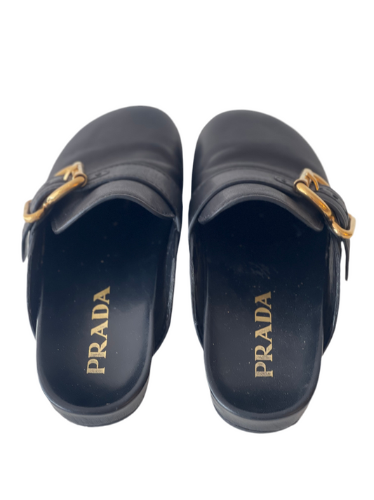 PRADA ZWART LEER SANDALEN SCHOENEN MAAT EU 37 / UK 4