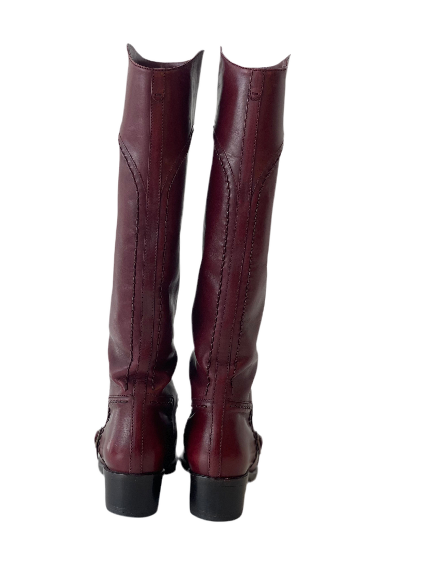 Salvatore Ferragamo bordeauxrode leren laarzen – maat EU 39,5 - 40  (US 8½ C)