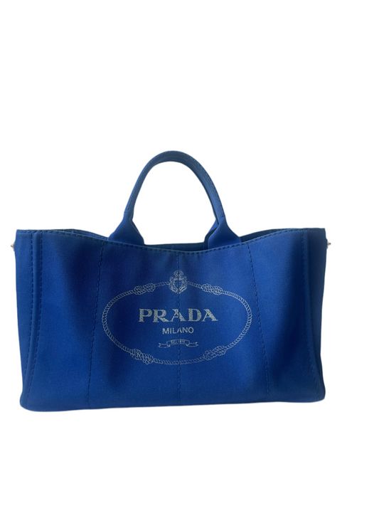 Prada Canapa Tote – Blauw Canvas – Large